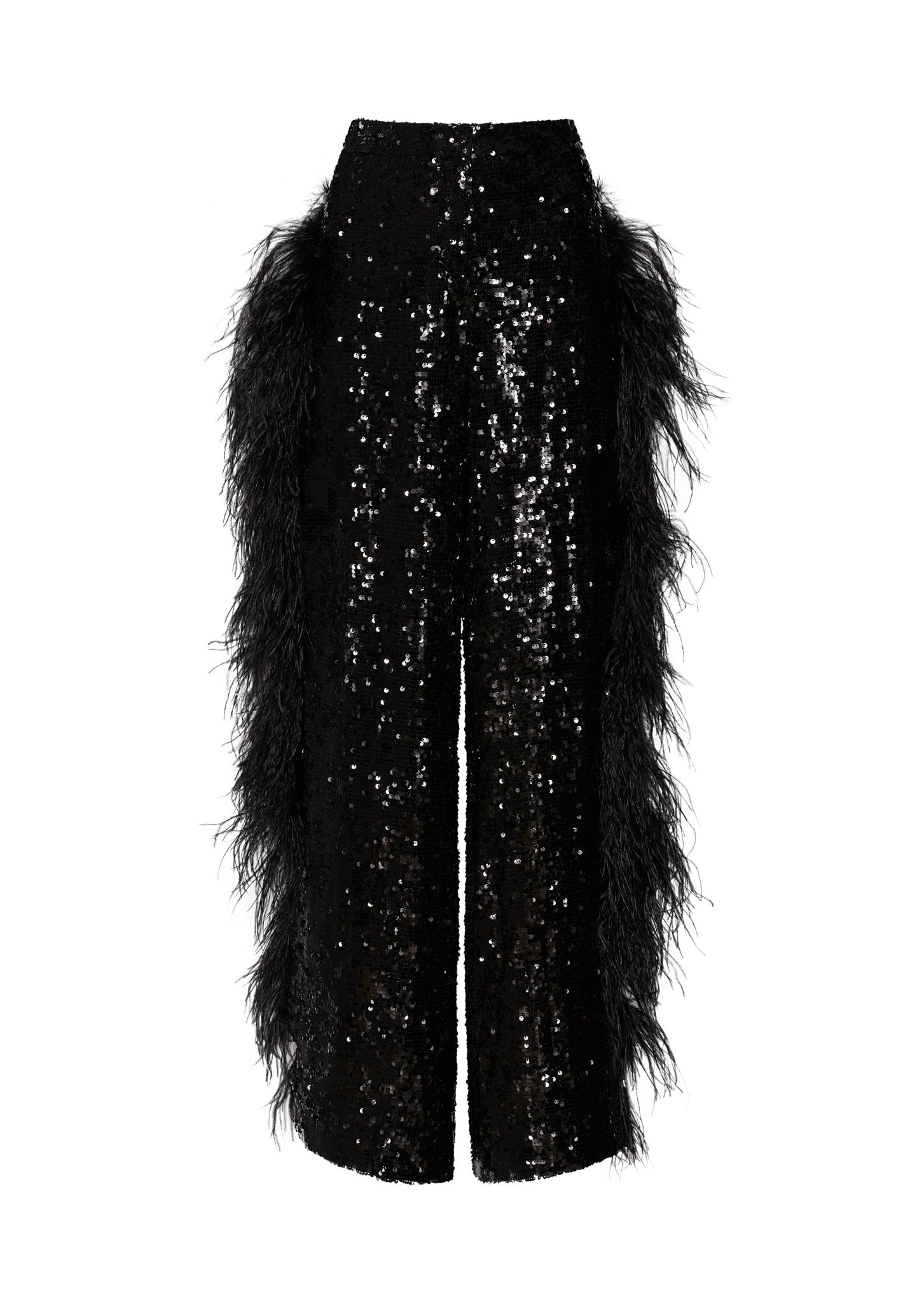 Sequin Relaxed Trouser with Feathers - LAPOINTE