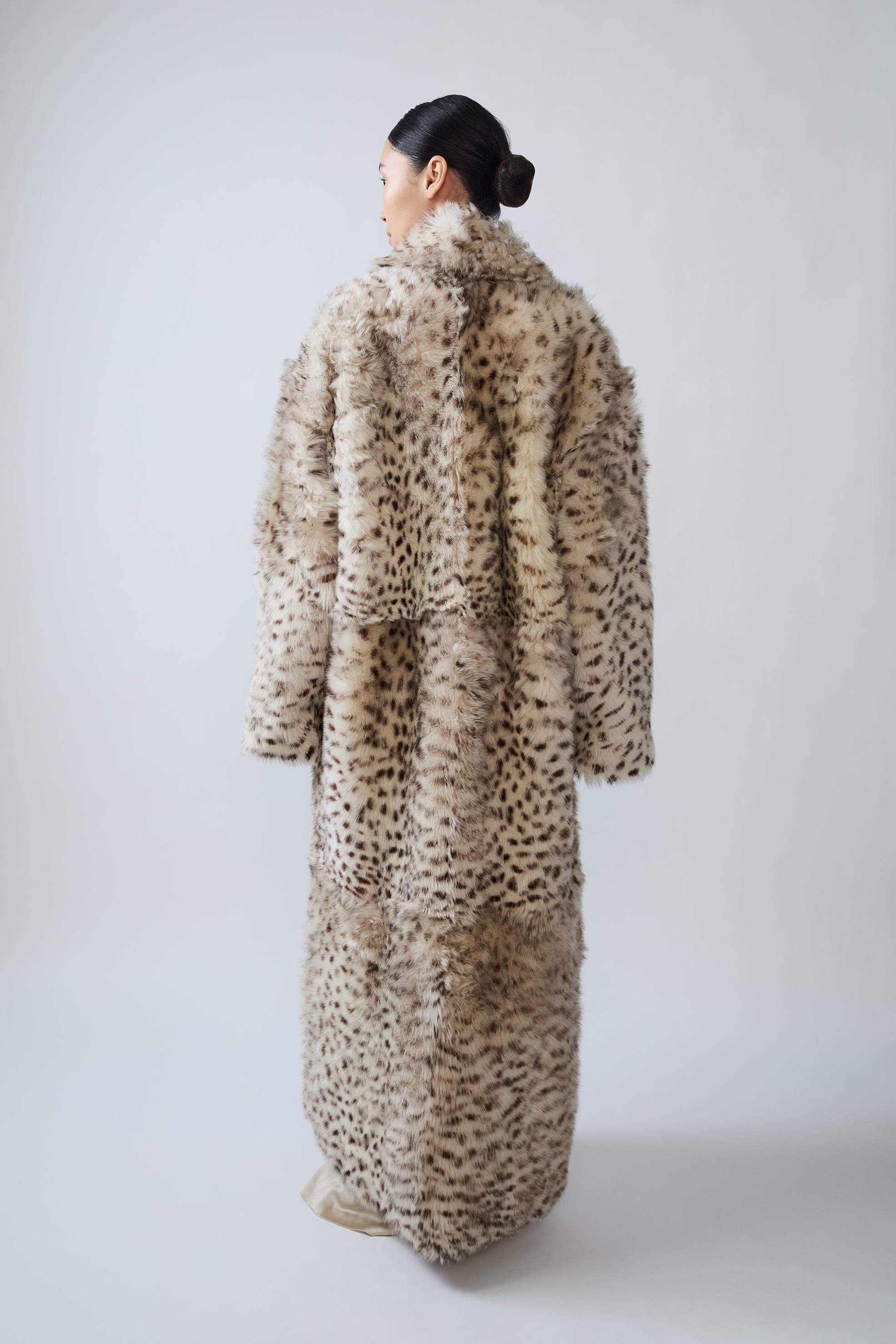 Snow Leopard Shearling Long Coat