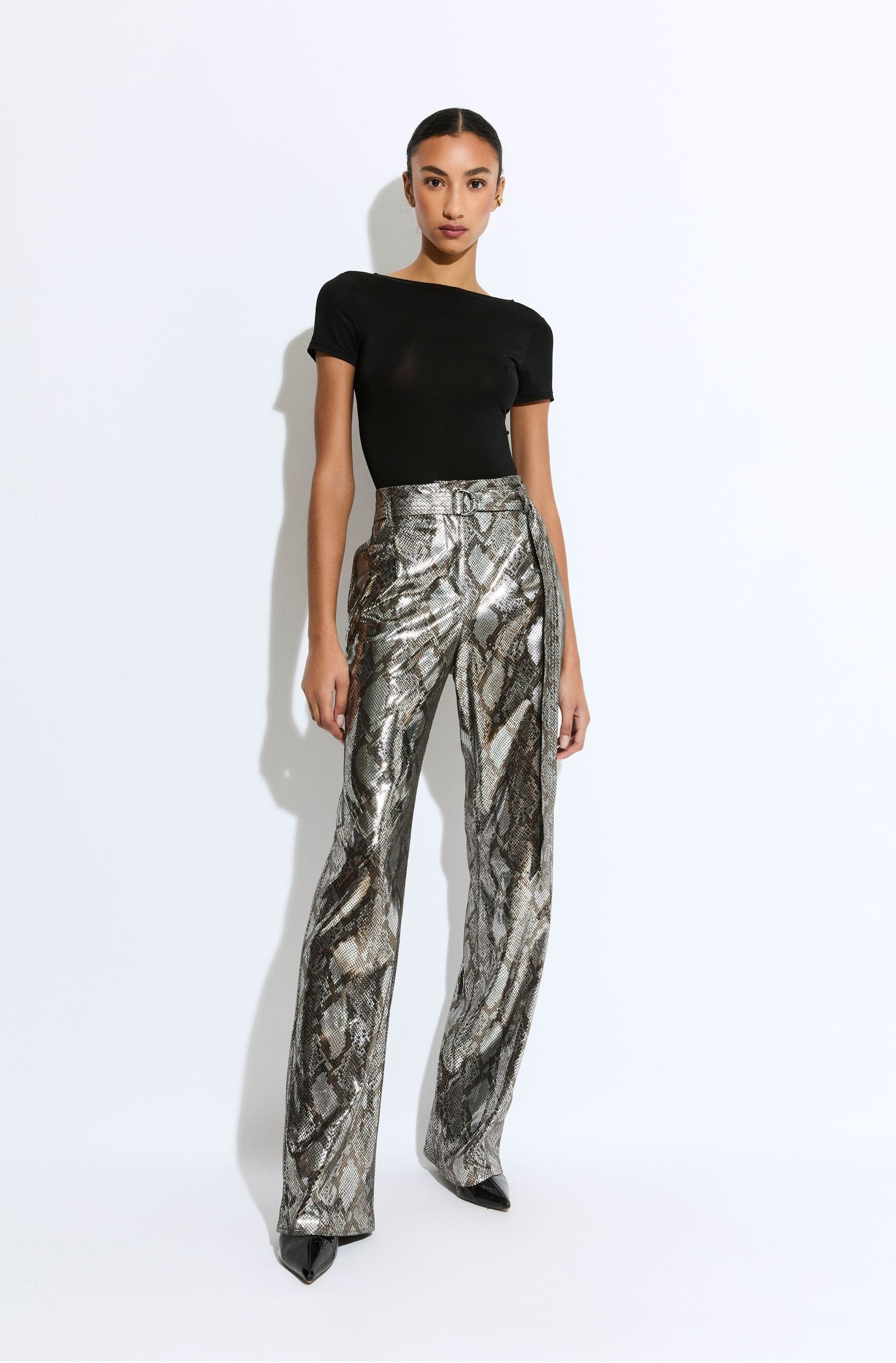Metal Snake Belted Pant