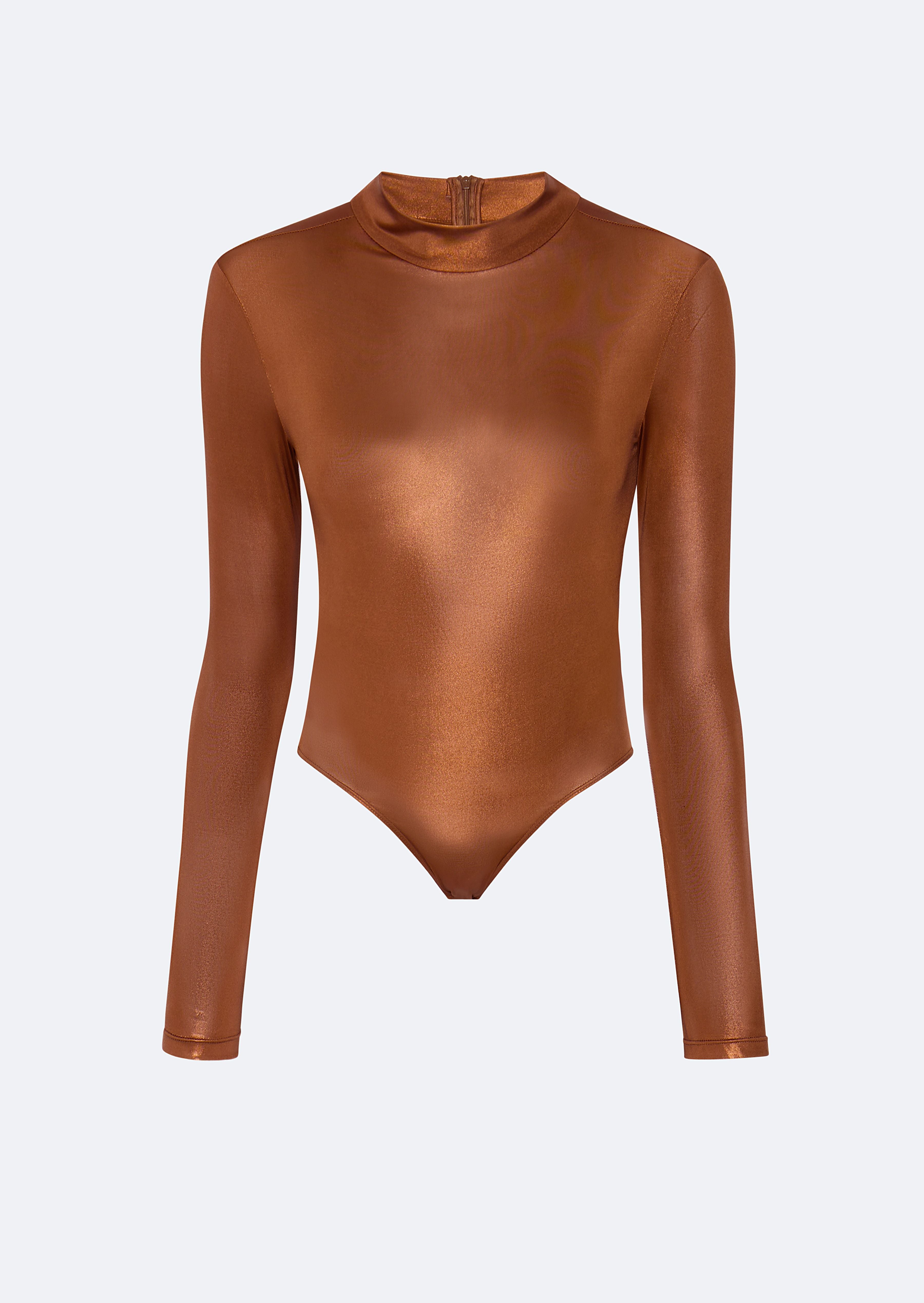 Coated Jersey Mock Neck Bodysuit