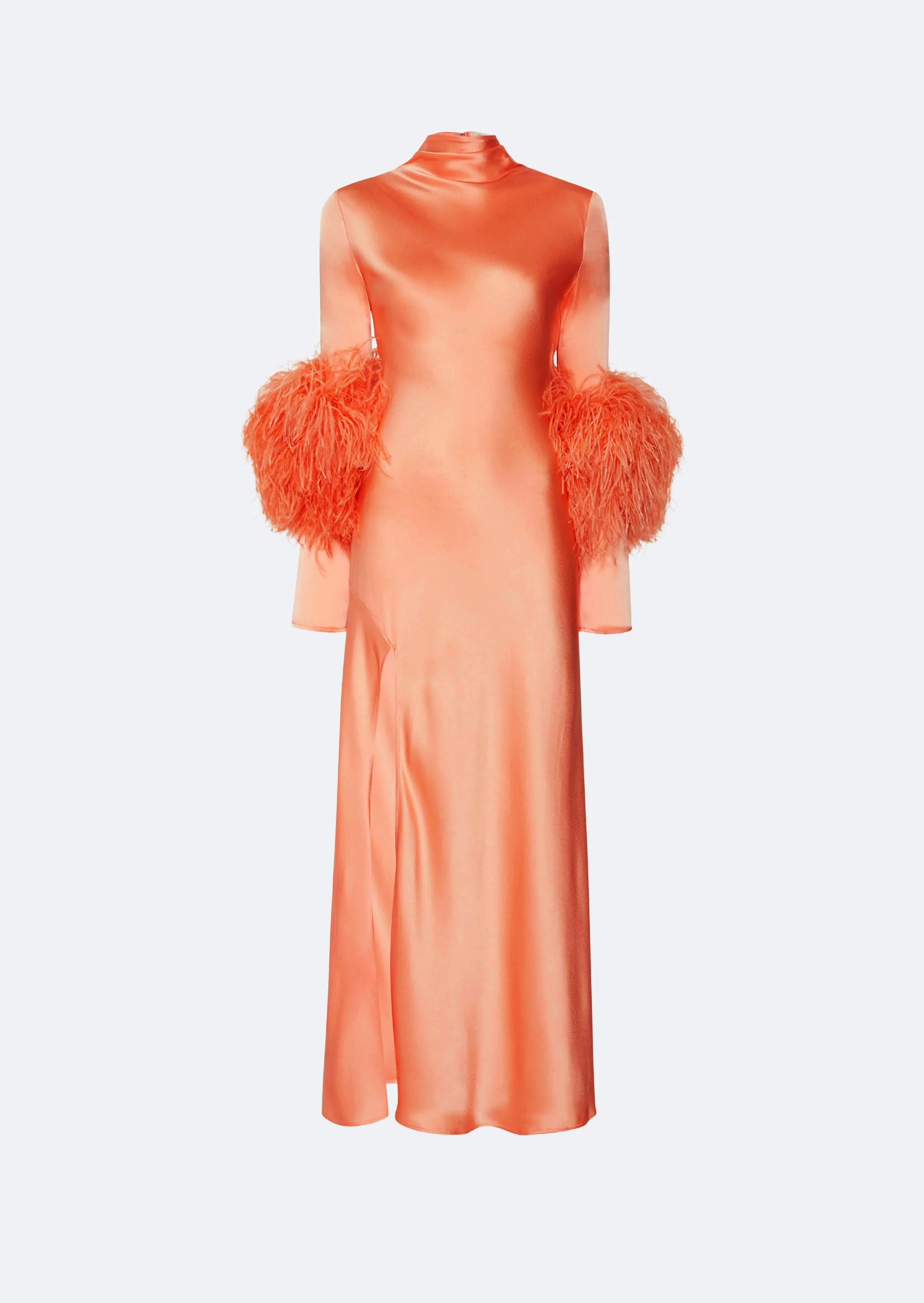 Satin Tab Slit Feather Dress