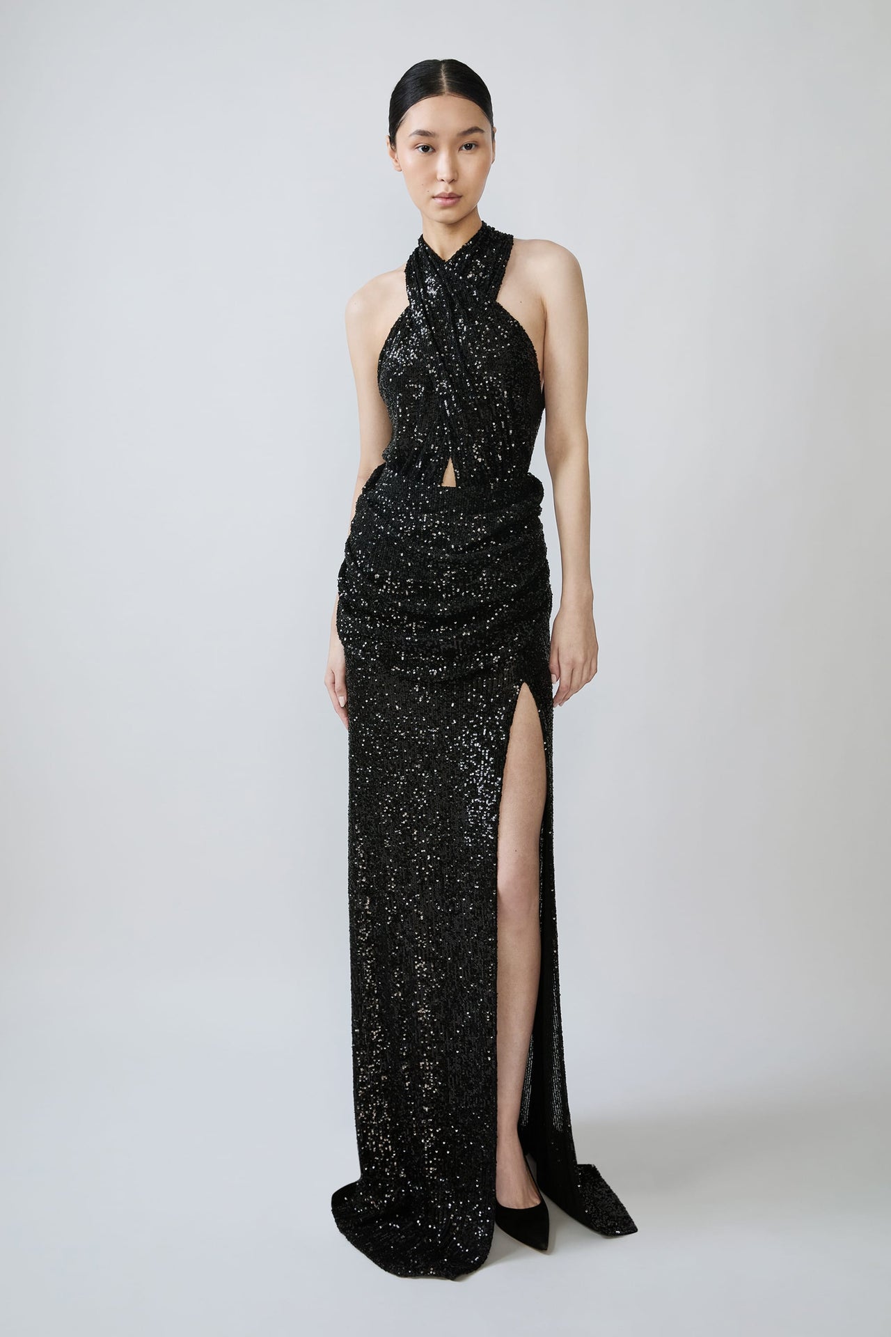 Mini Stretch Sequin Draped Waist Skirt