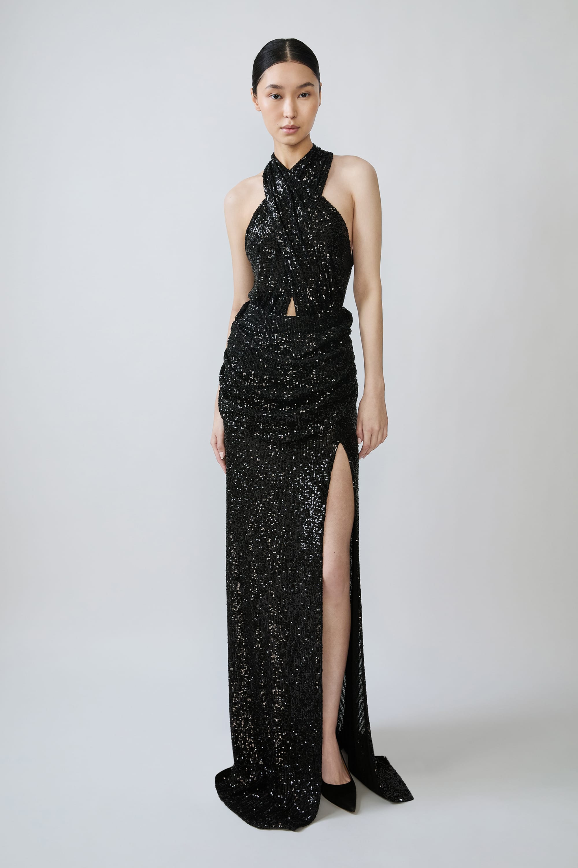 Mini Stretch Sequin Draped Waist Skirt
