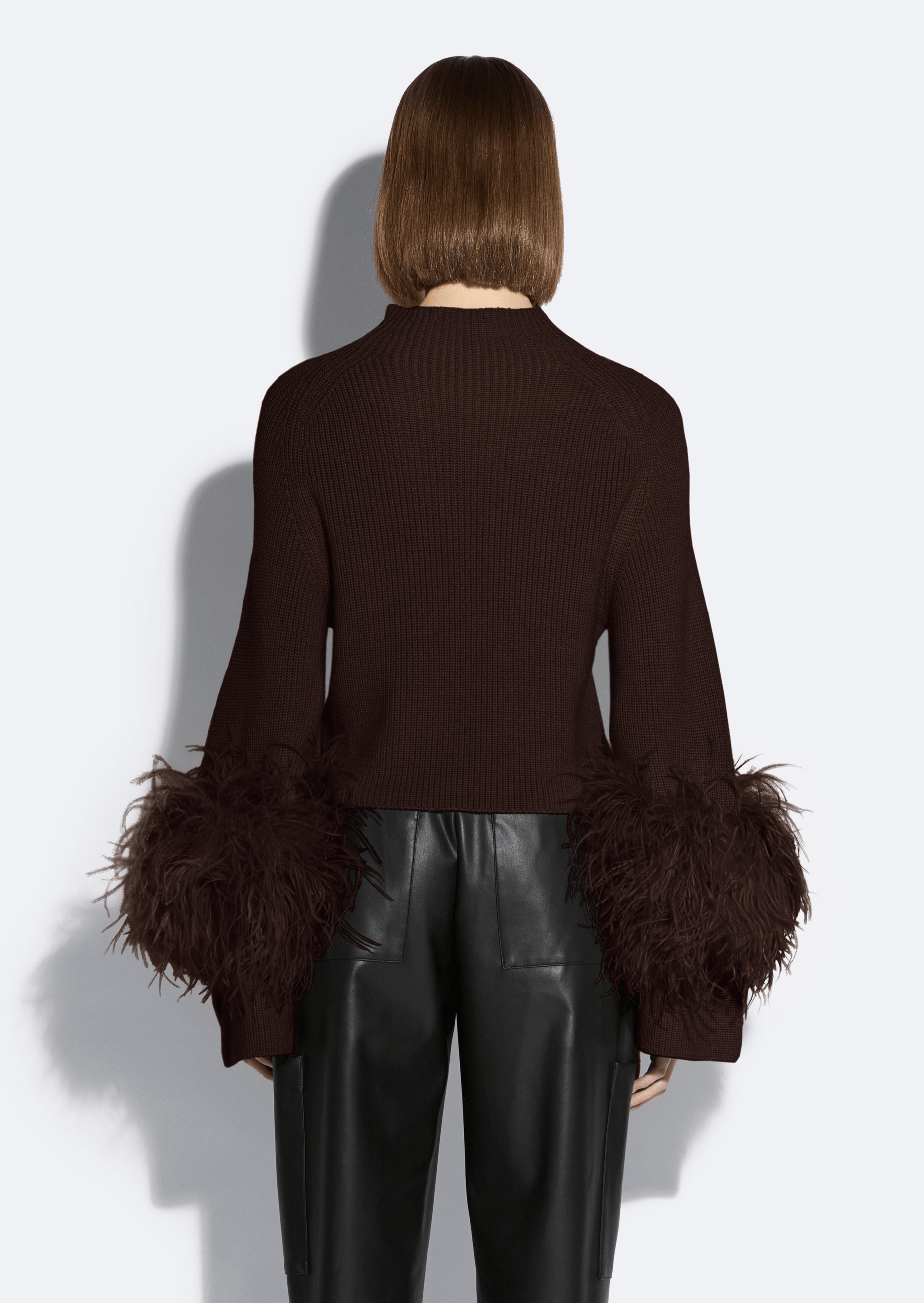 Merino Mock Neck Sweater With Feathers - LAPOINTE