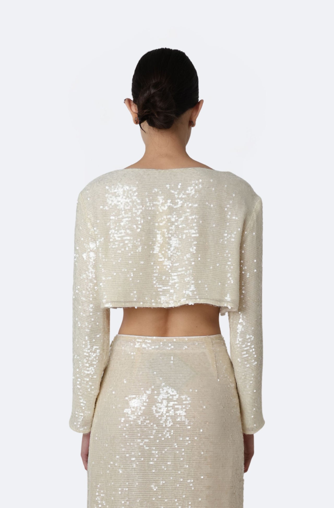 Sequin Cropped Boatneck Top - LAPOINTE