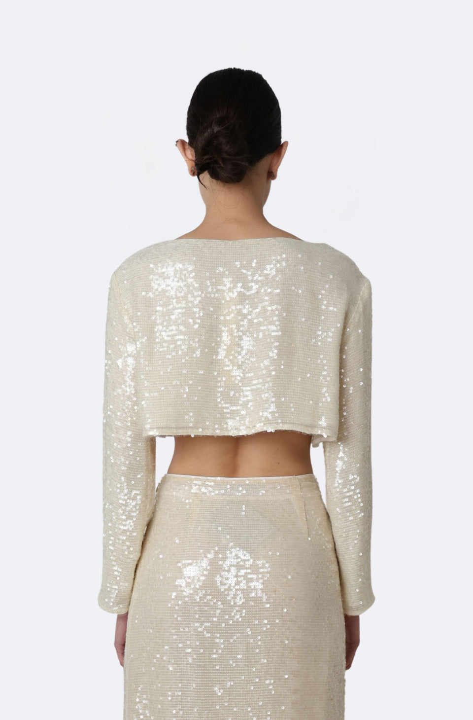Sequin Cropped Boatneck Top - LAPOINTE
