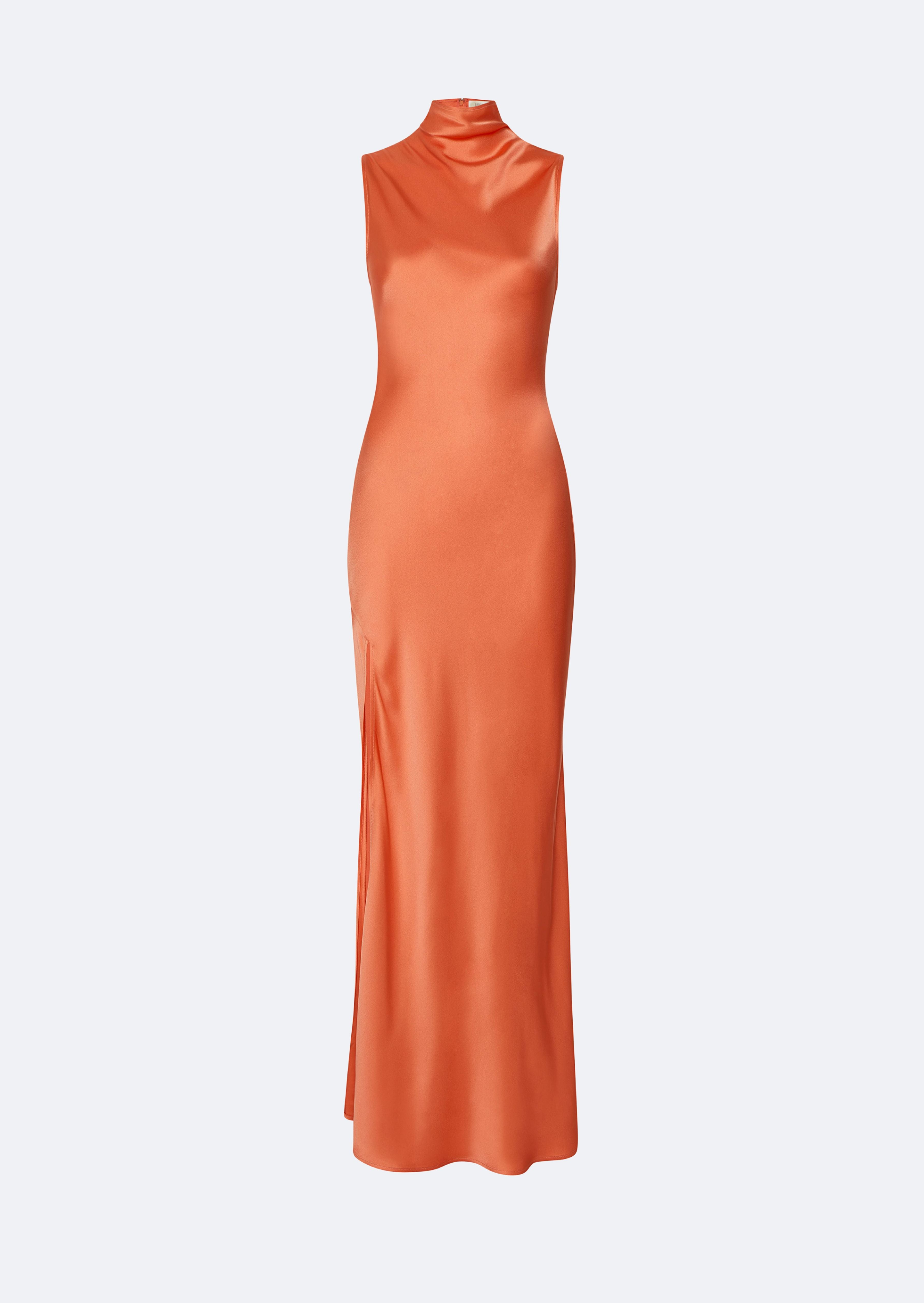 Satin Drape Neck Sleeveless Dress