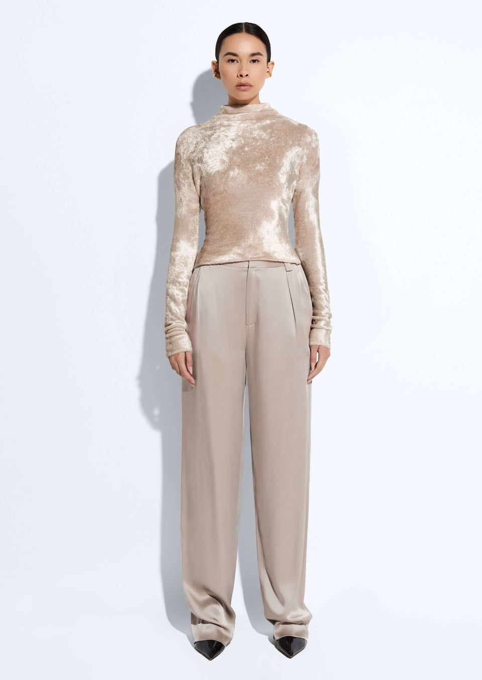 Satin Relaxed Pleated Pant