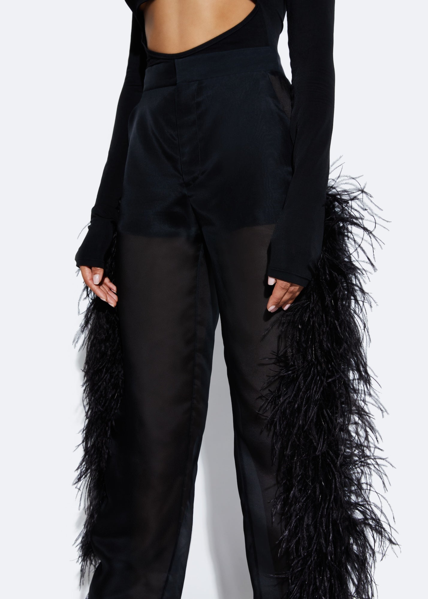 Organza Trouser With Feathers - LAPOINTE