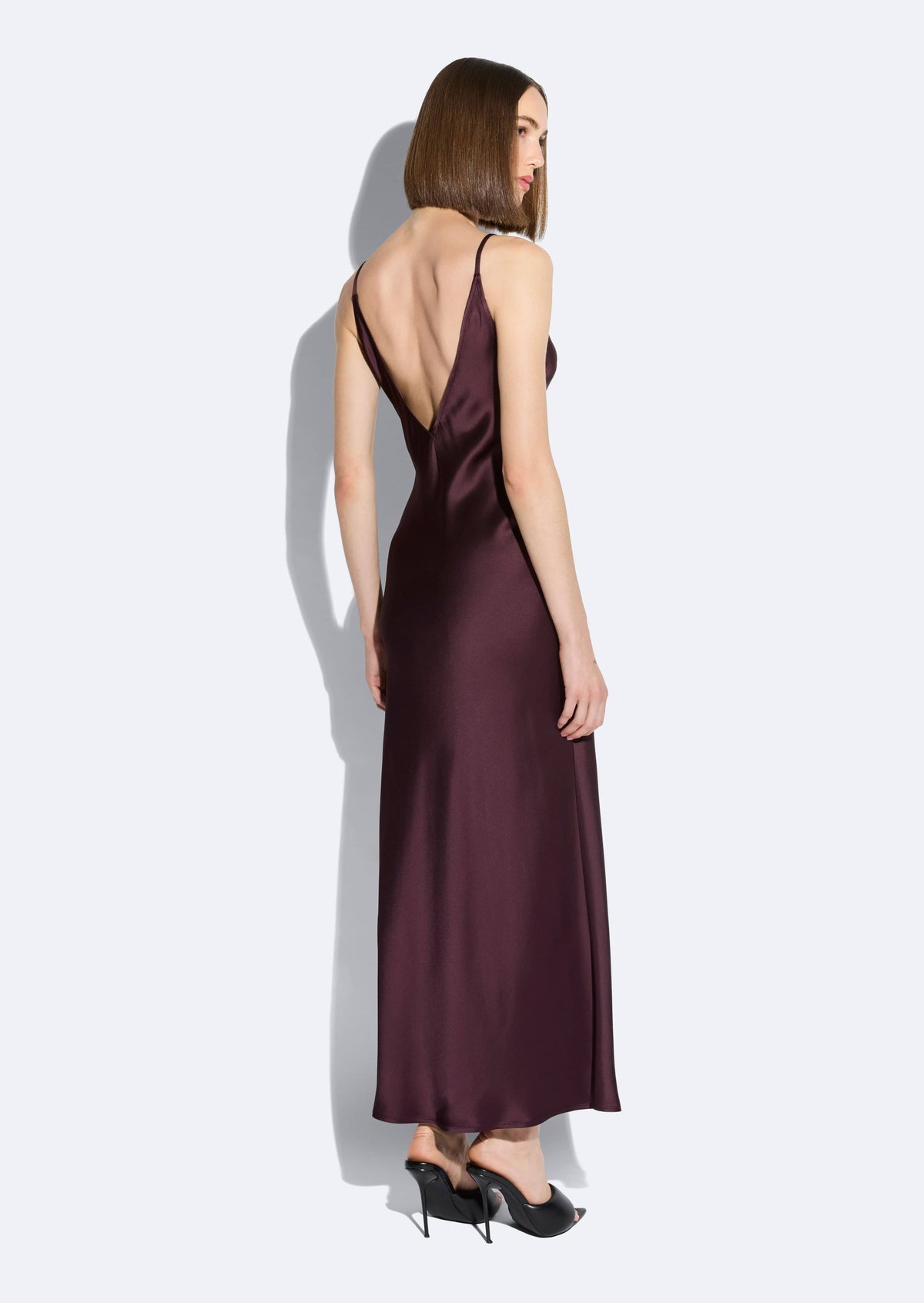 Satin Slip Dress in Mulberry Red