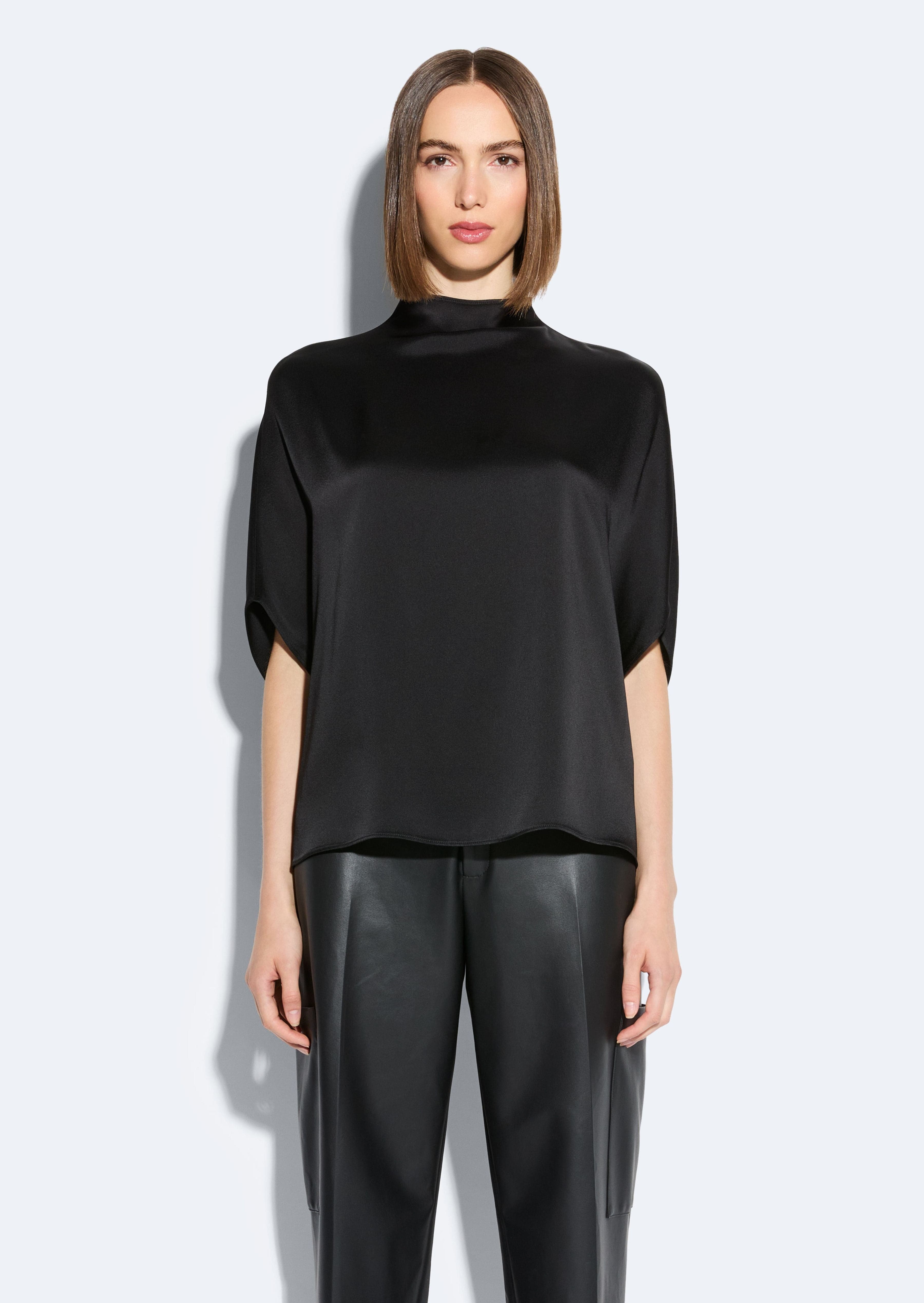 Satin Cape Tee in Black Black | LAPOINTE