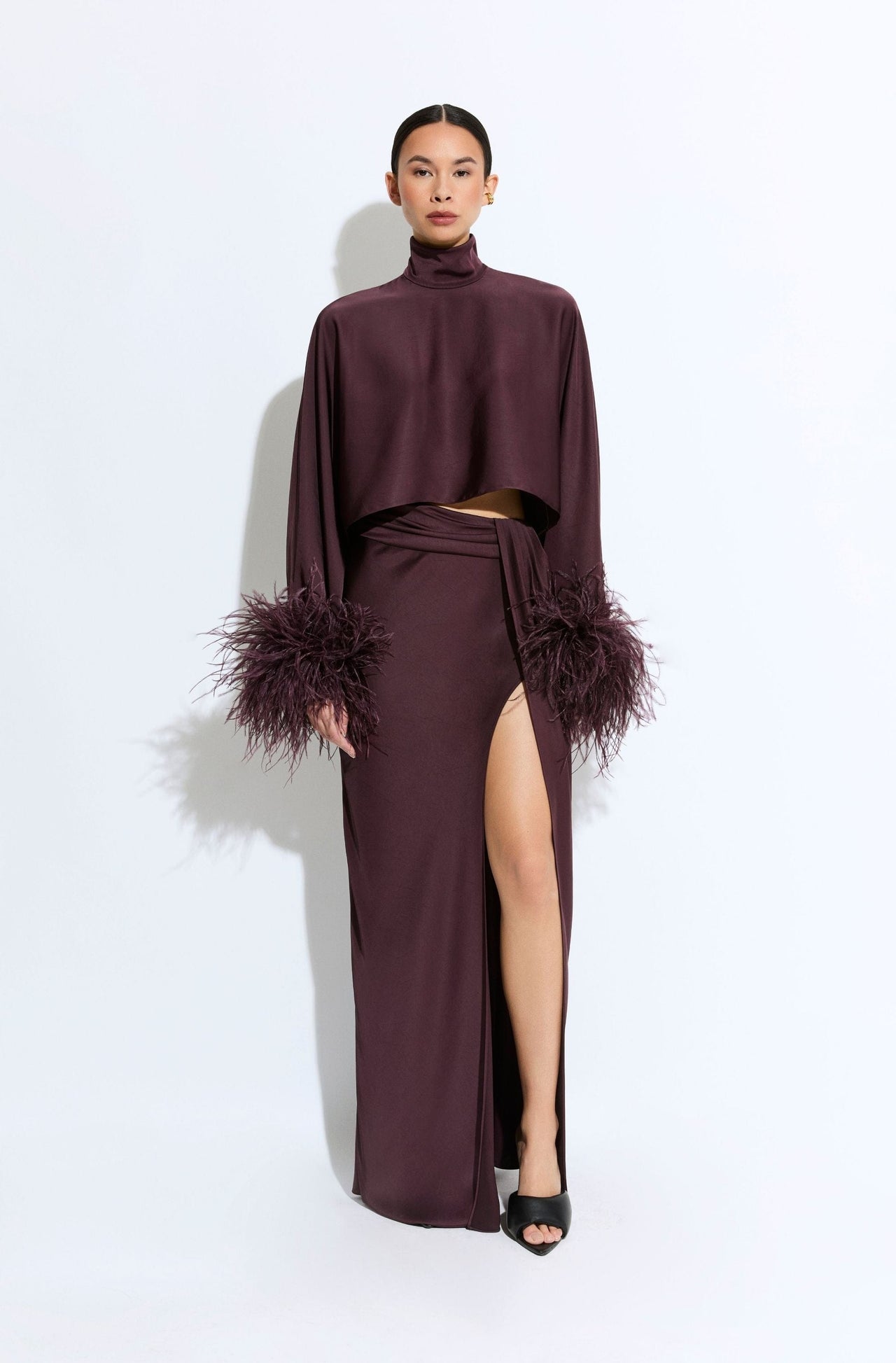 Lightweight Satin Asymmetric Maxi Skirt