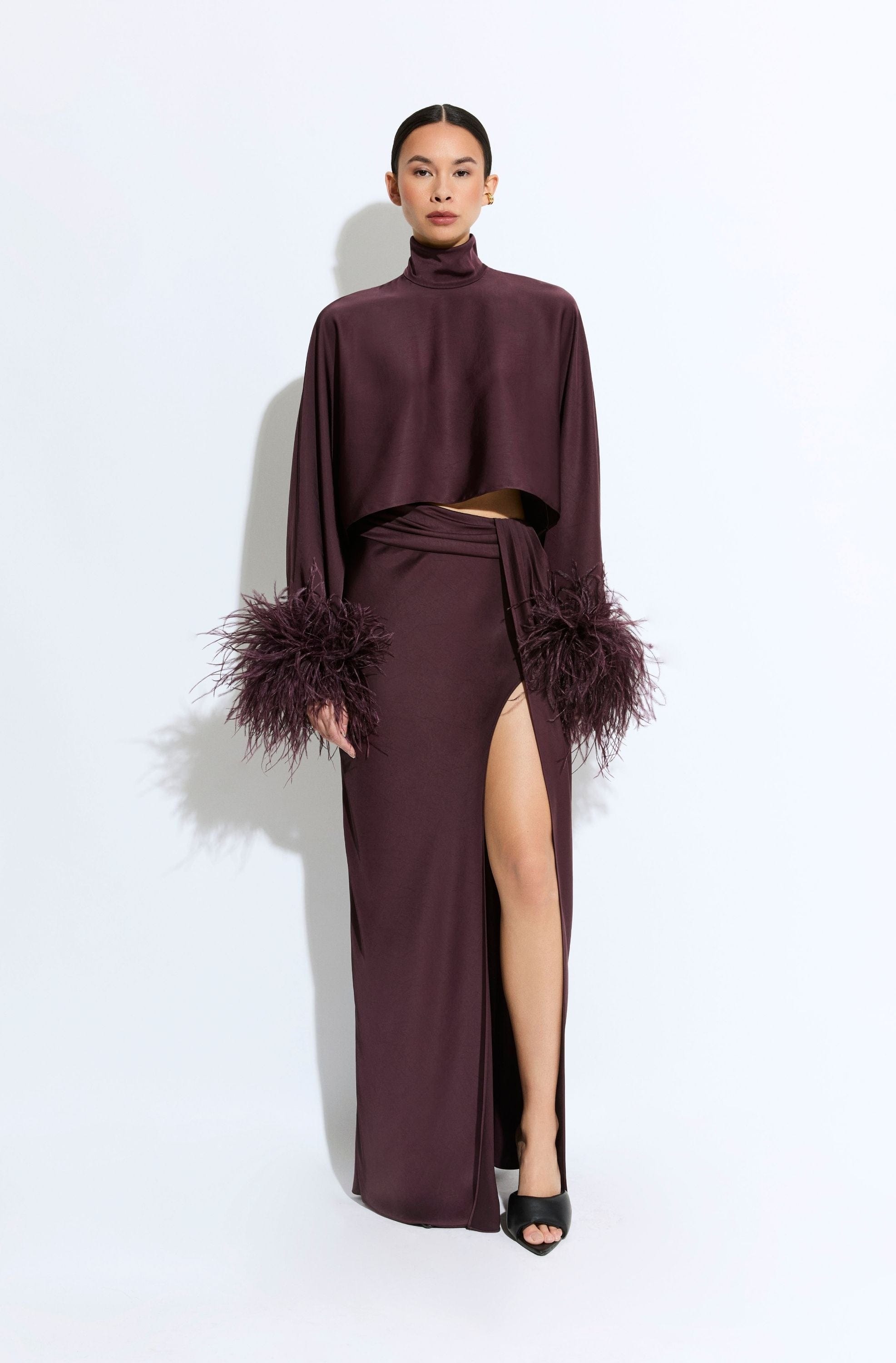 Lightweight Satin Asymmetric Maxi Skirt - LAPOINTE