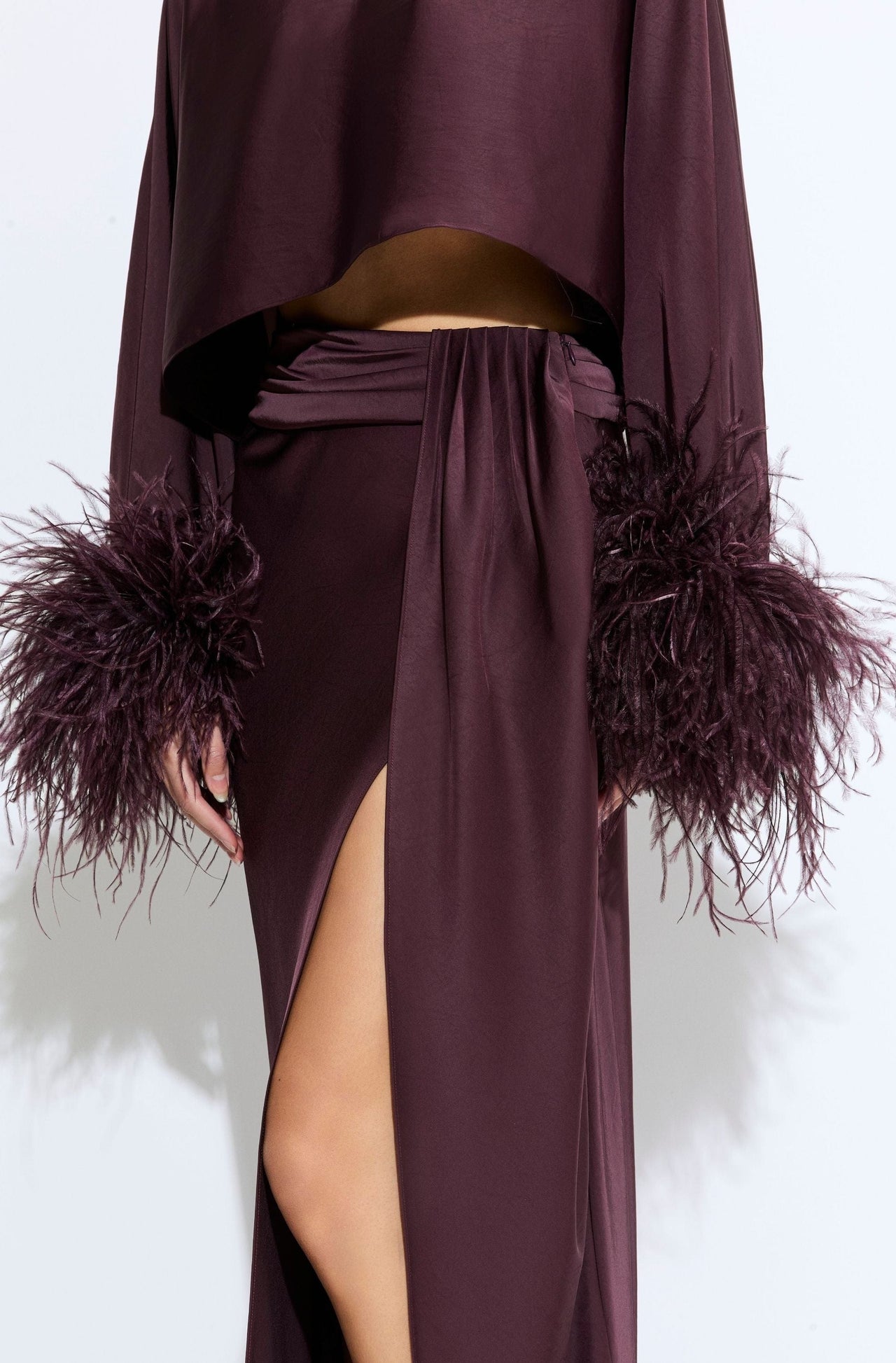 Lightweight Satin Asymmetric Maxi Skirt