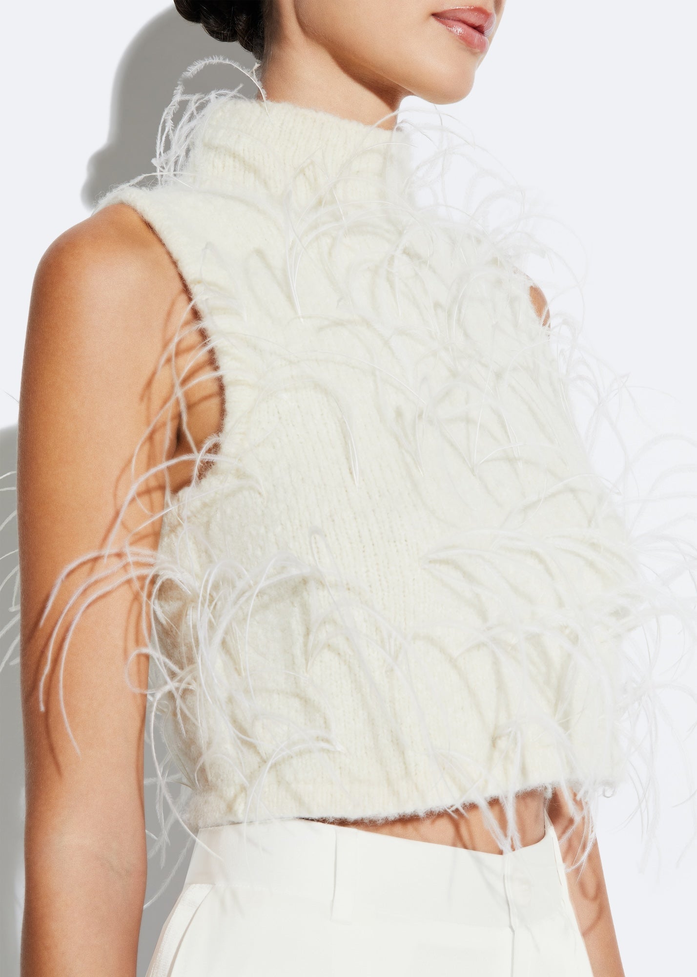 Knit Tank With Feathers - LAPOINTE