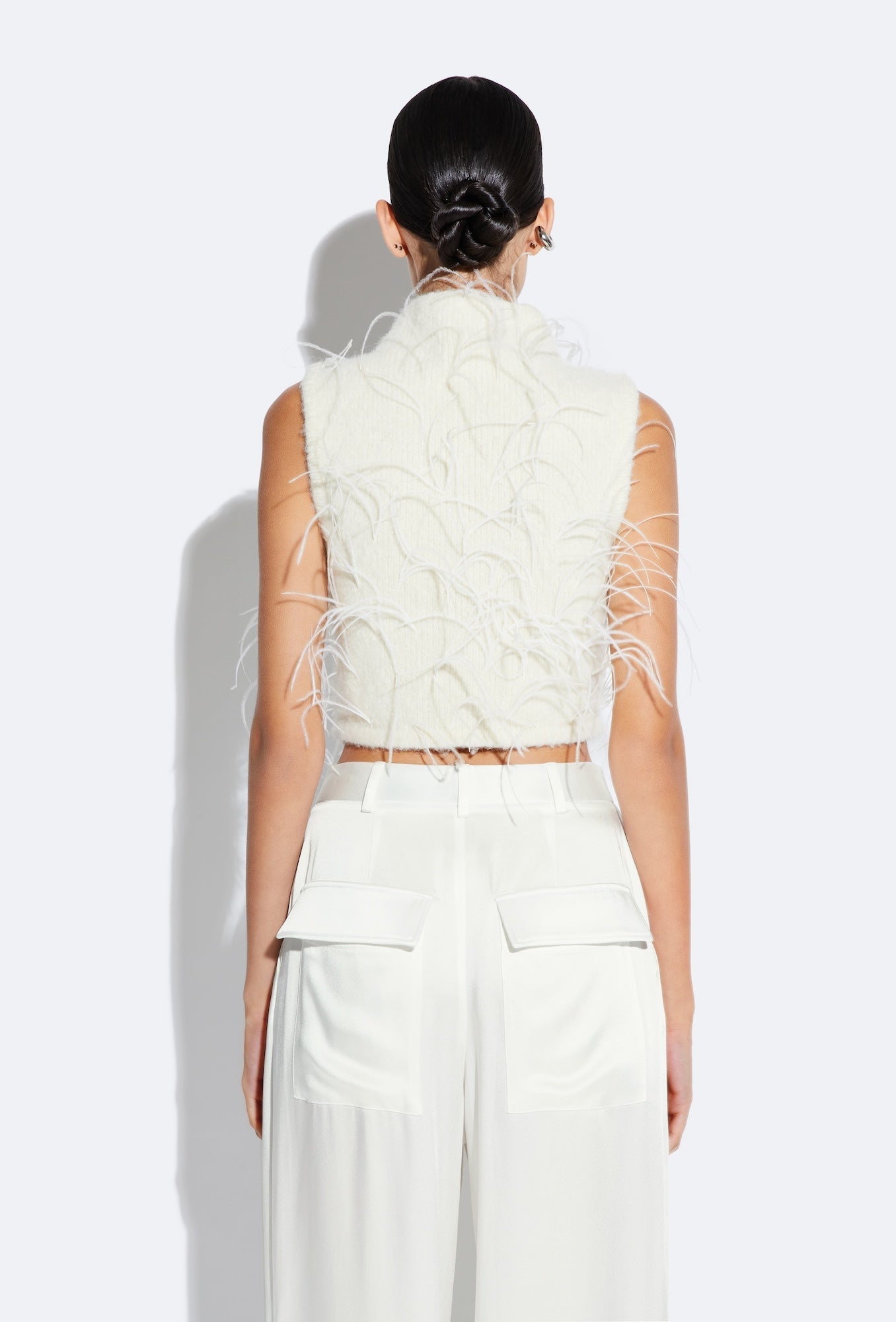 Knit Tank With Feathers - LAPOINTE