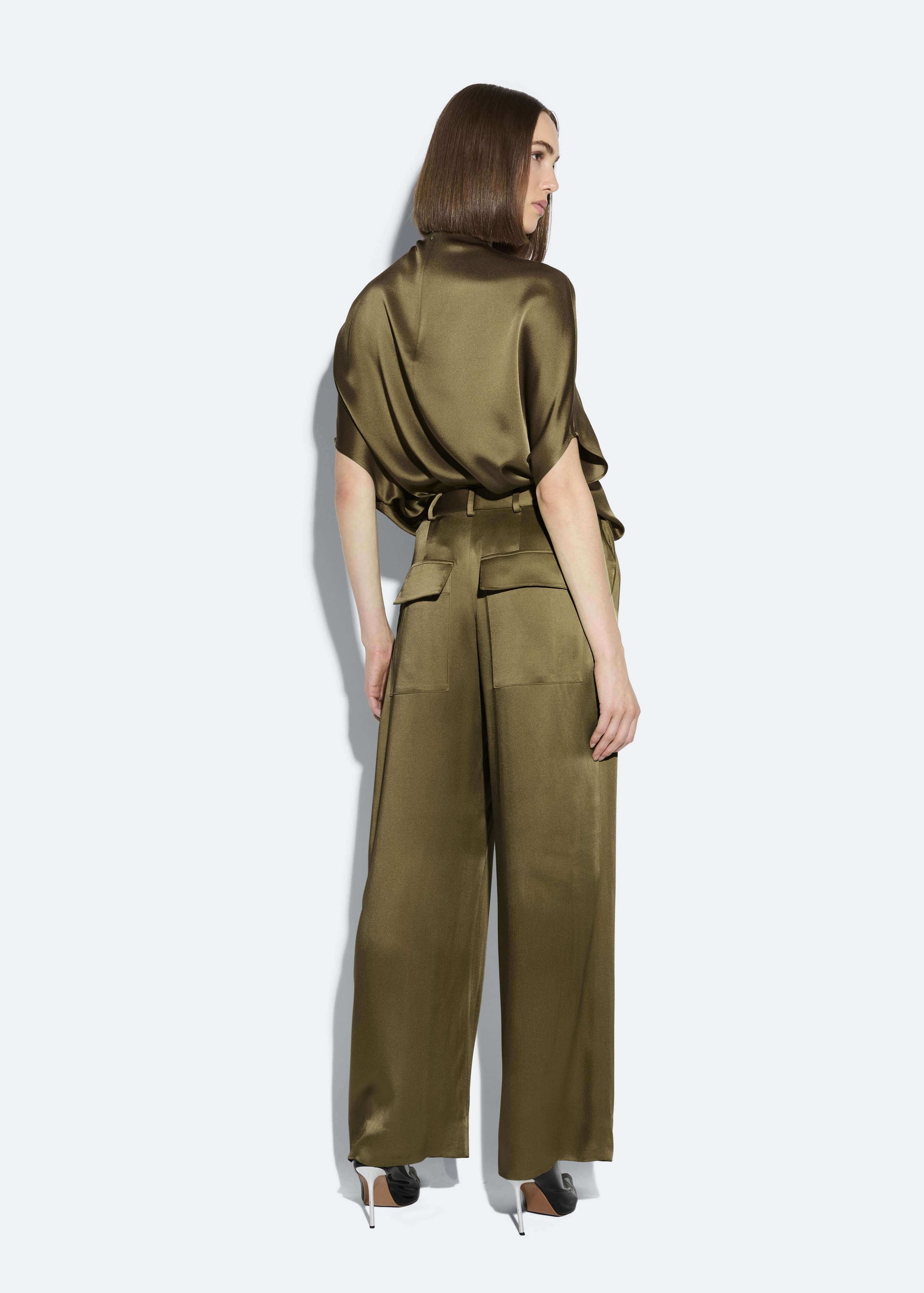 Satin Relaxed Pleated Pant