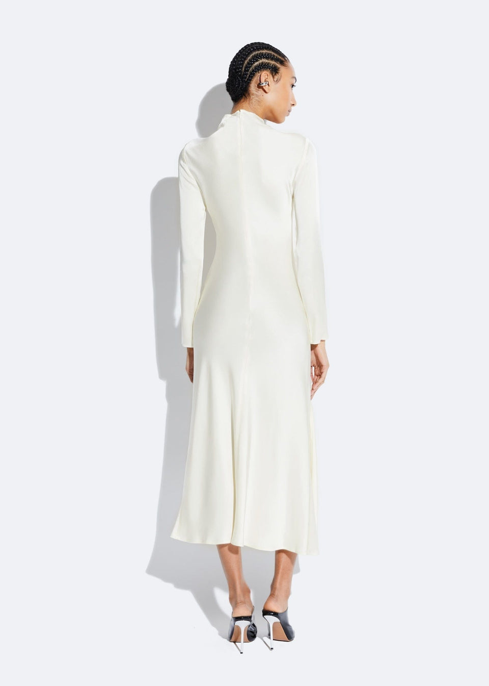 Satin Draped Neck Dress - LAPOINTE