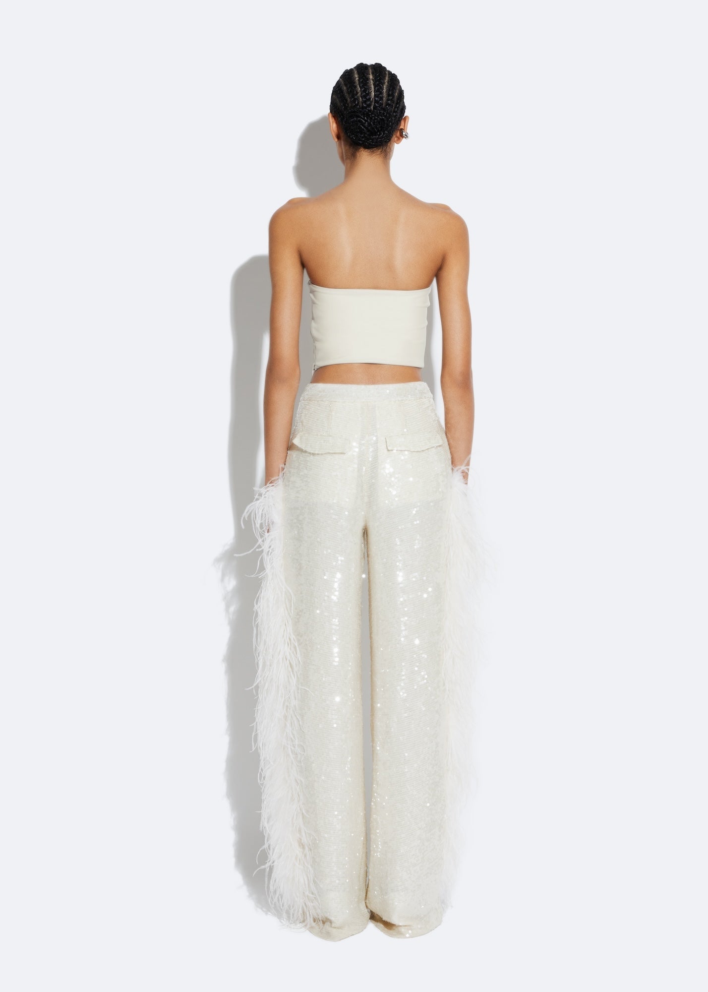 Sequin Trouser With Feathers - LAPOINTE