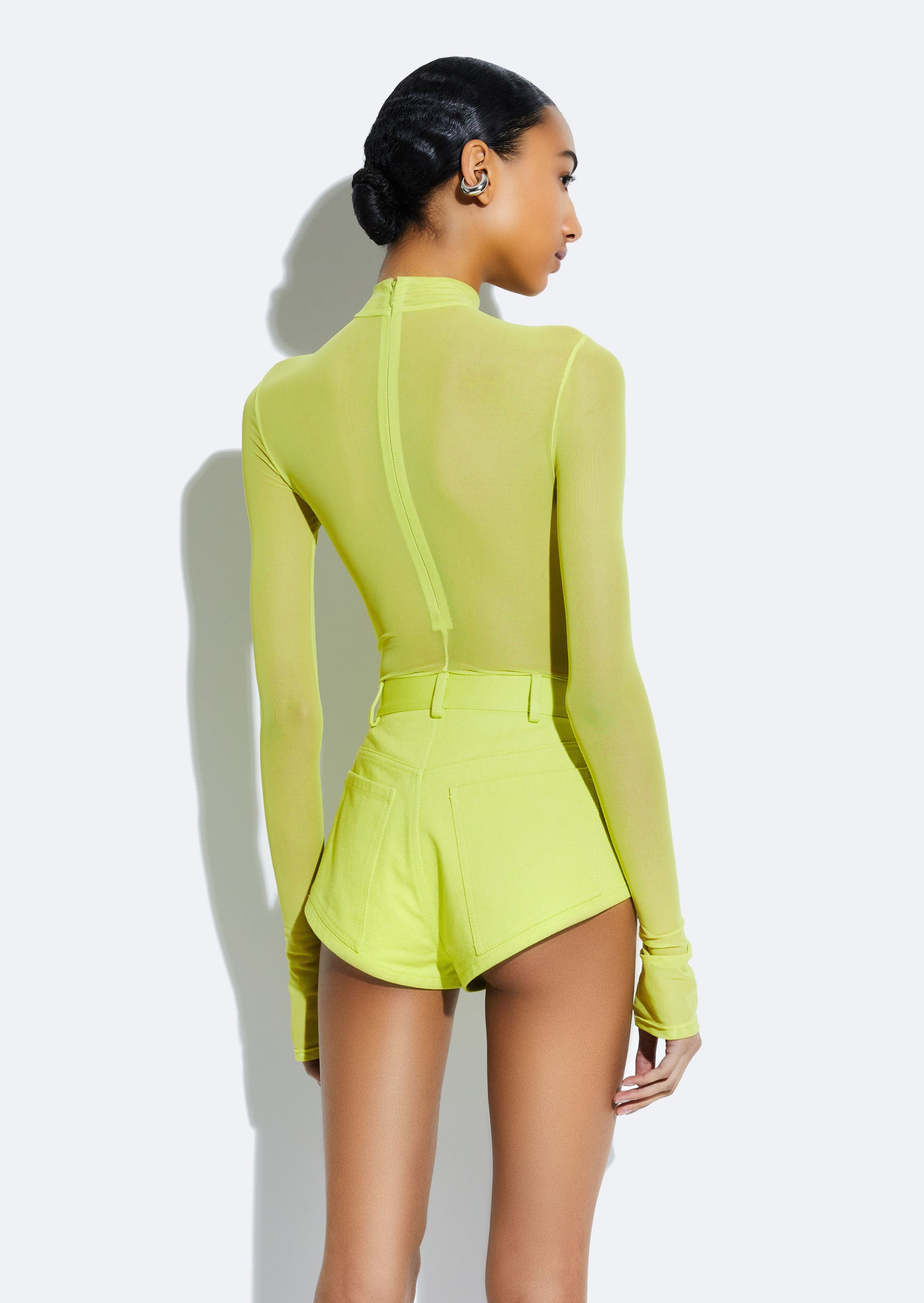 Mesh Mock Neck Bodysuit