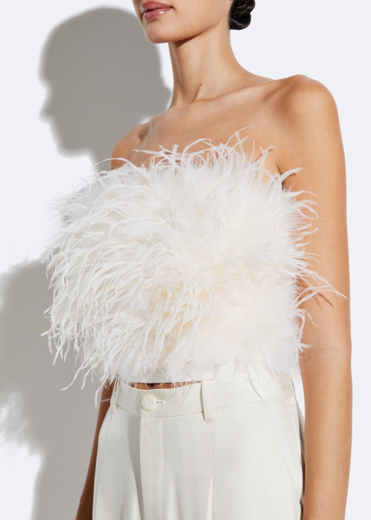 Feather strapless top sale