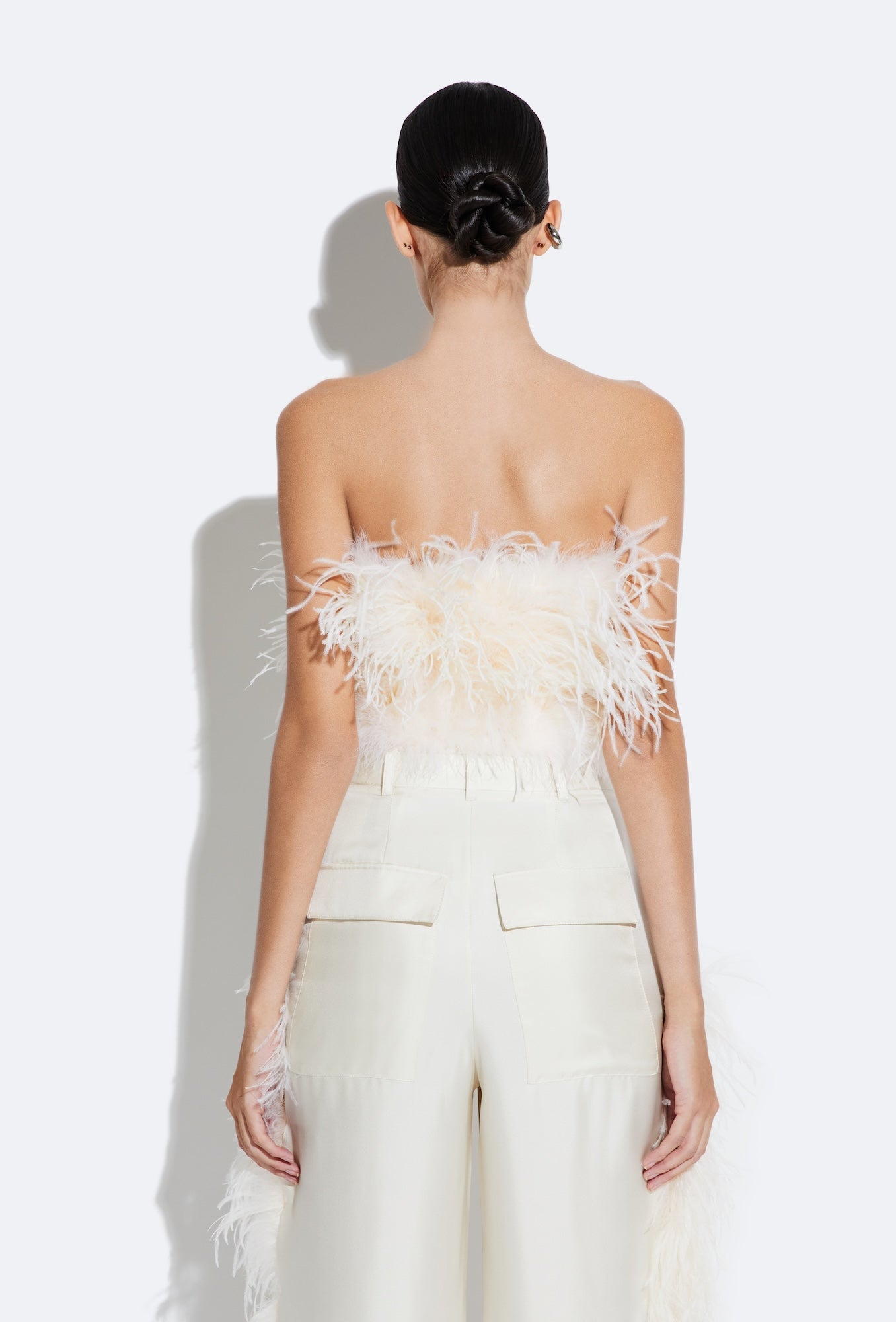 Compact Viscose Tube Top With Feathers - LAPOINTE