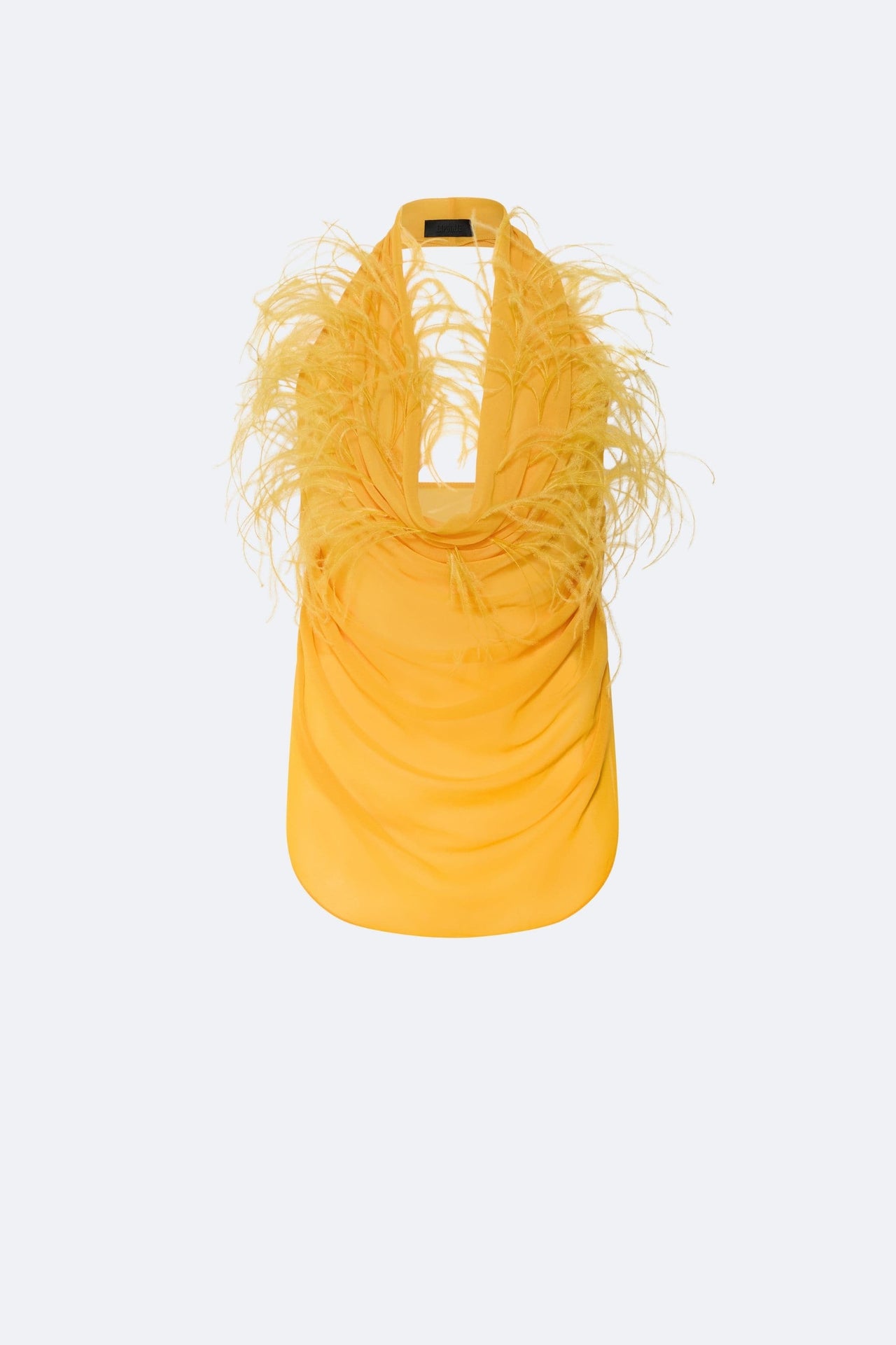 Lightweight Georgette Draped Cowl Neck Top With Feathers - LAPOINTE