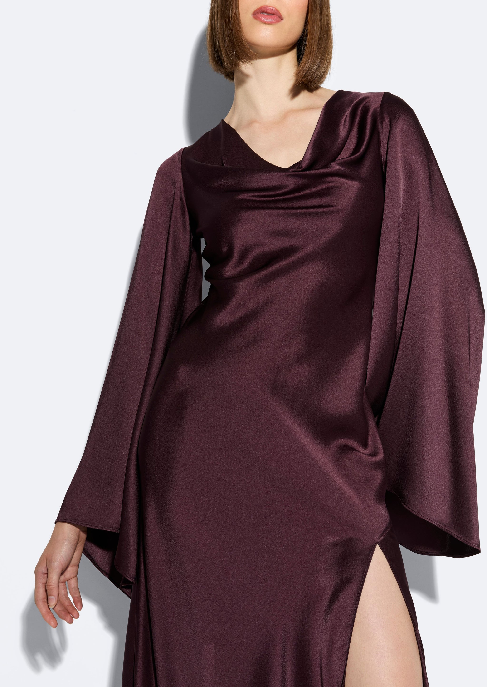 Satin Cowl Neck Gown