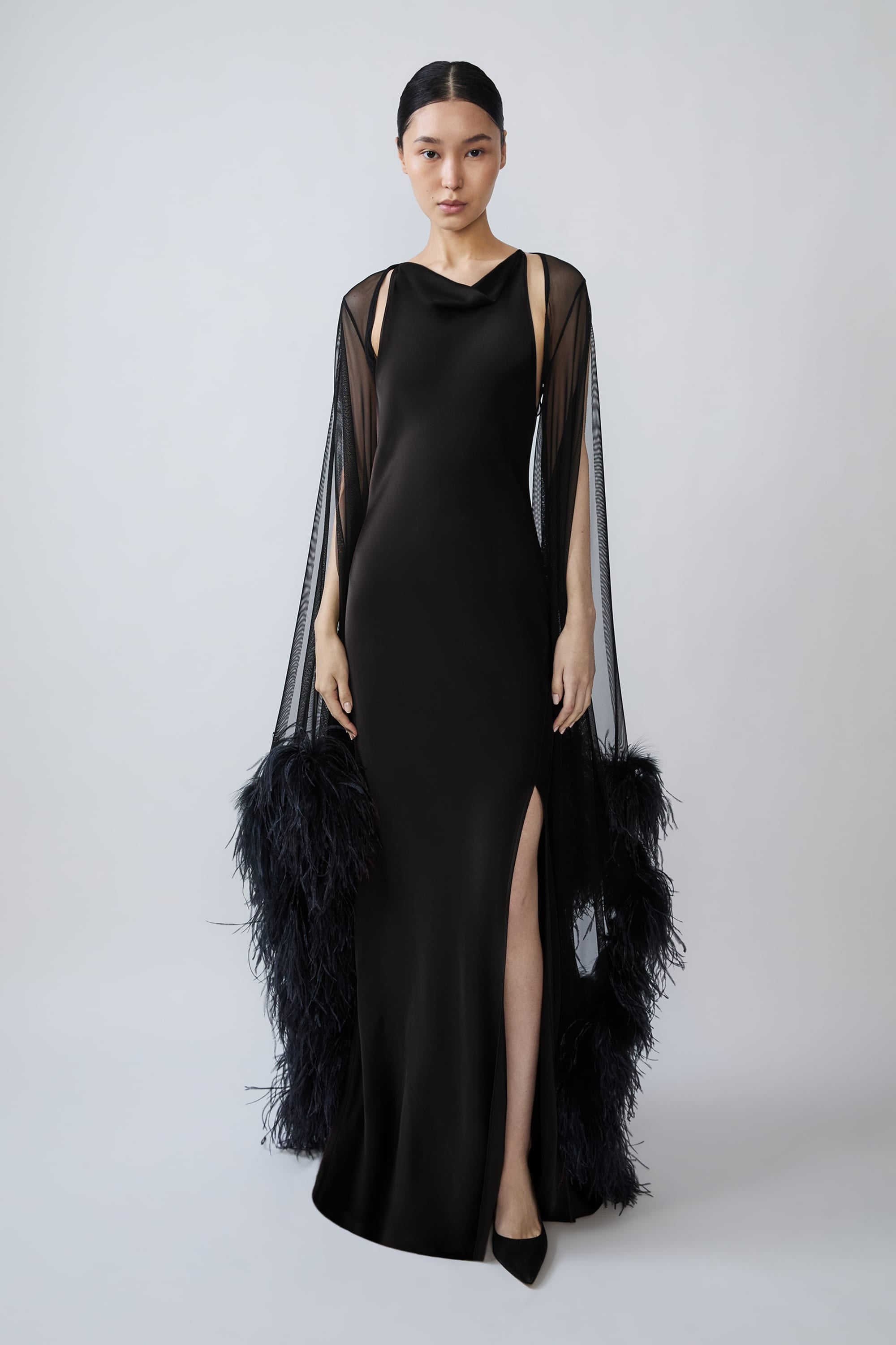 Mesh Shrug With Feathers - LAPOINTE