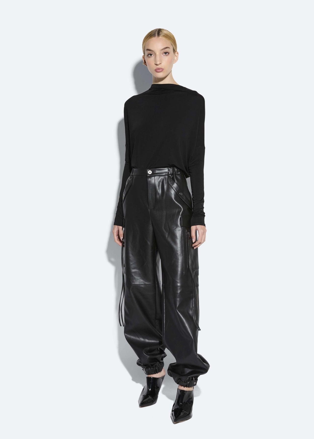 Faux Leather Utility Jogger Pant