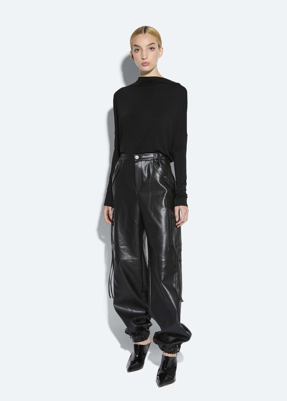 Faux Leather Utility Jogger Pant