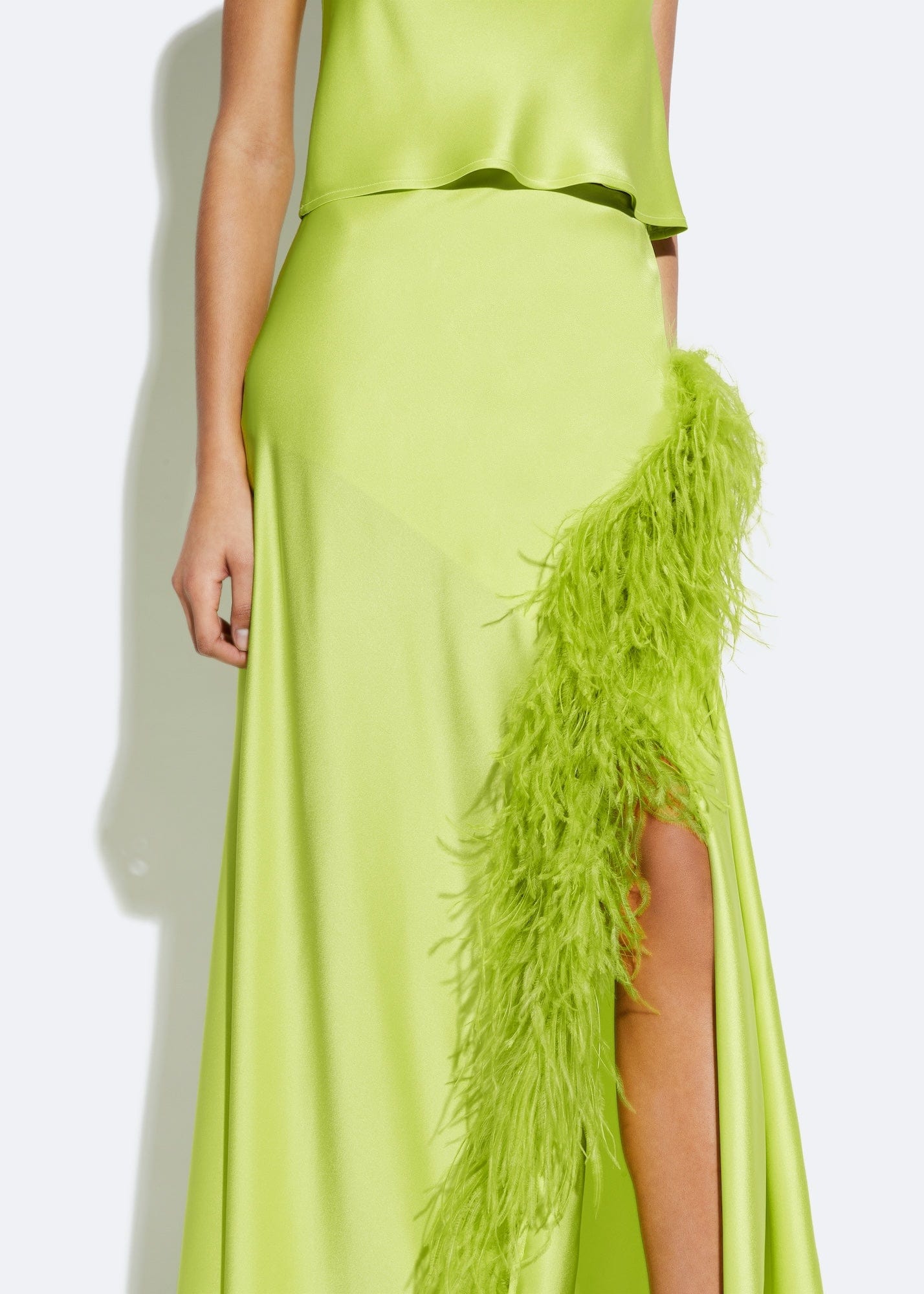 Feather skirt dress green cheap