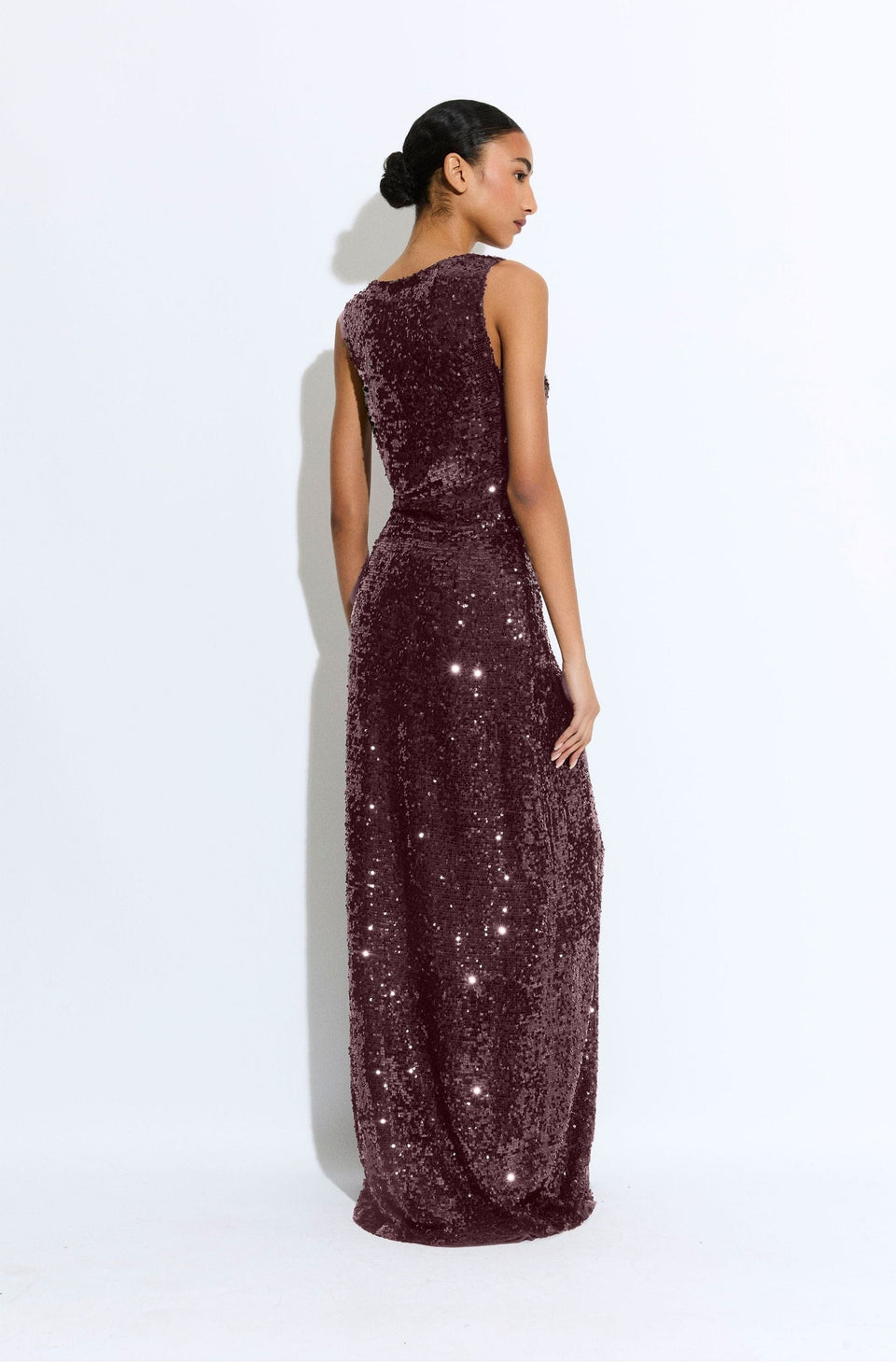 Sequin High Waist Slit Maxi Skirt