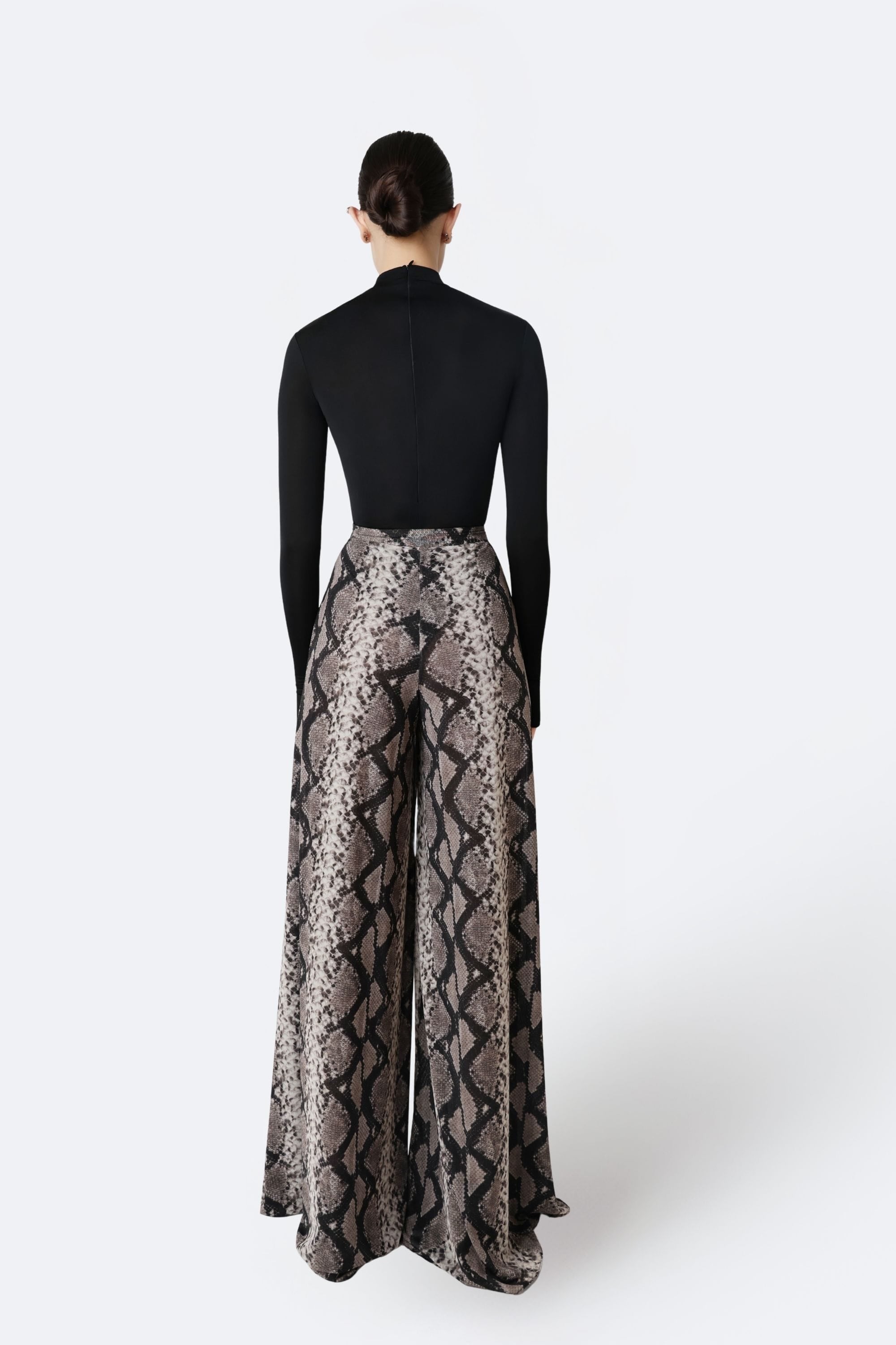 Printed Mesh Wide Leg Pant