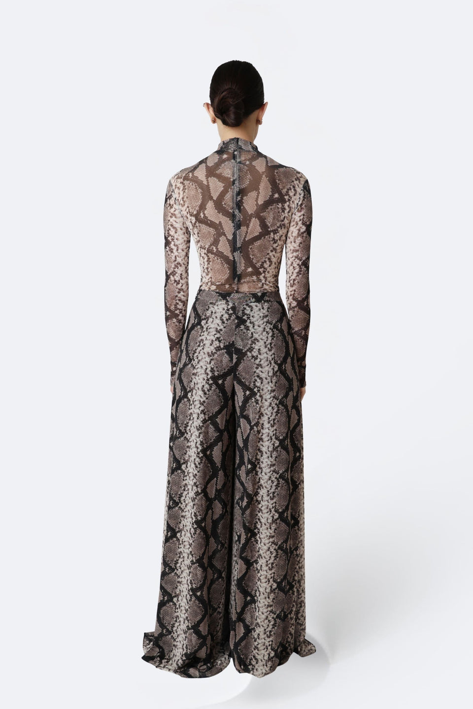 Printed Mesh Mock Neck Bodysuit