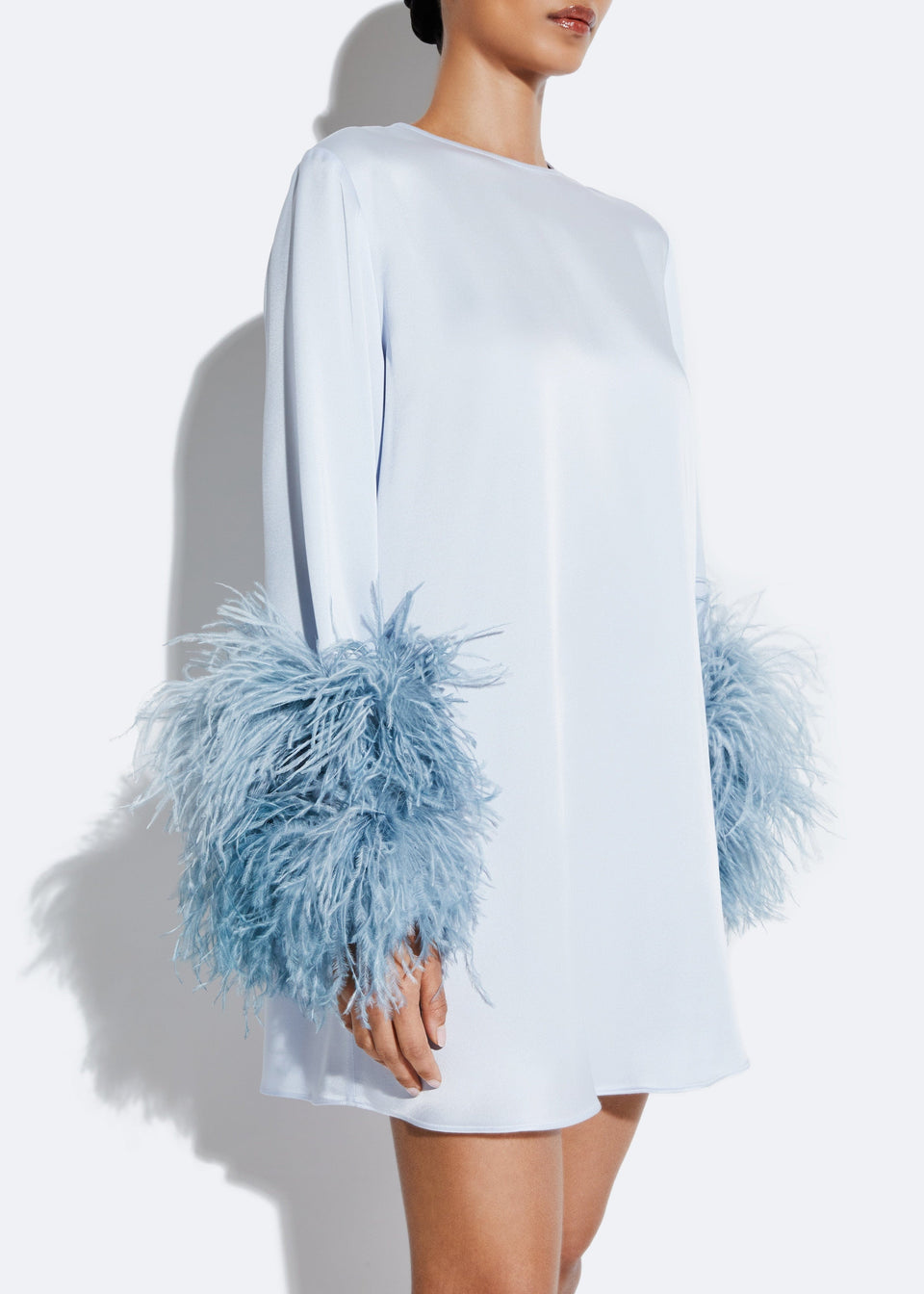 Satin Dress With Feathers - LAPOINTE