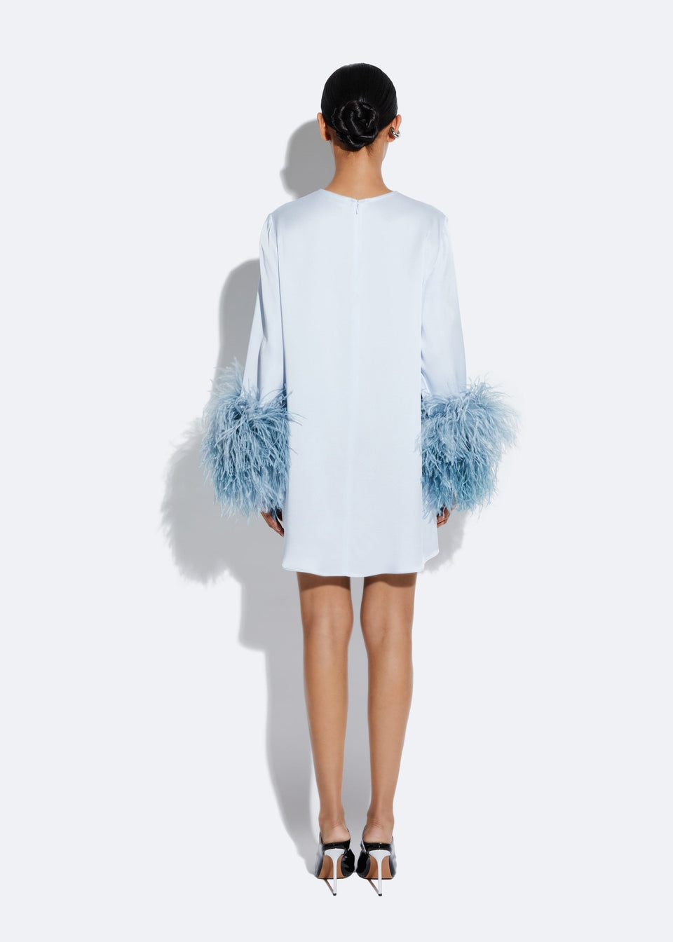 Satin Dress With Feathers - LAPOINTE