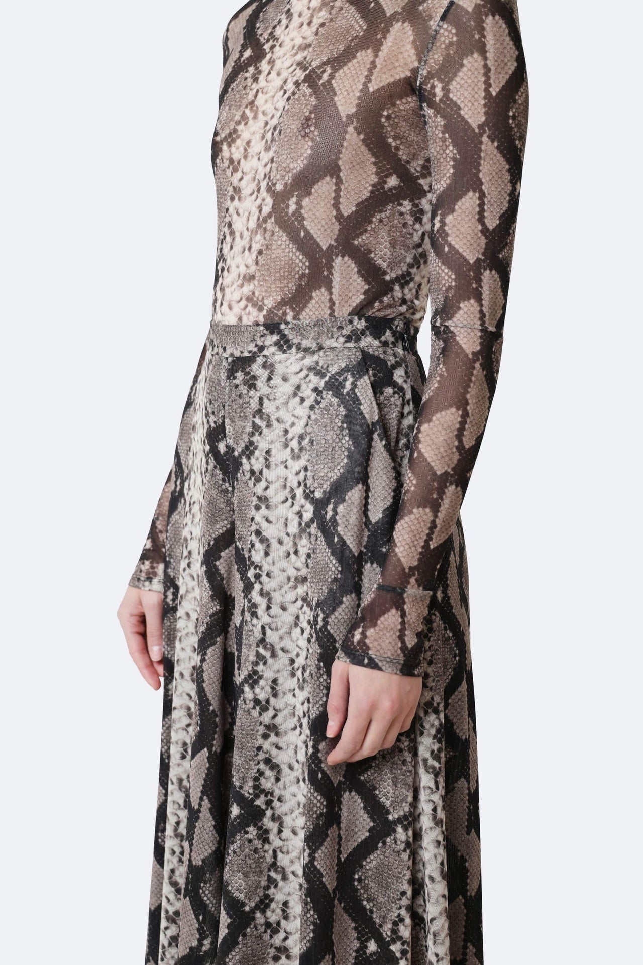 Printed Mesh Mock Neck Bodysuit