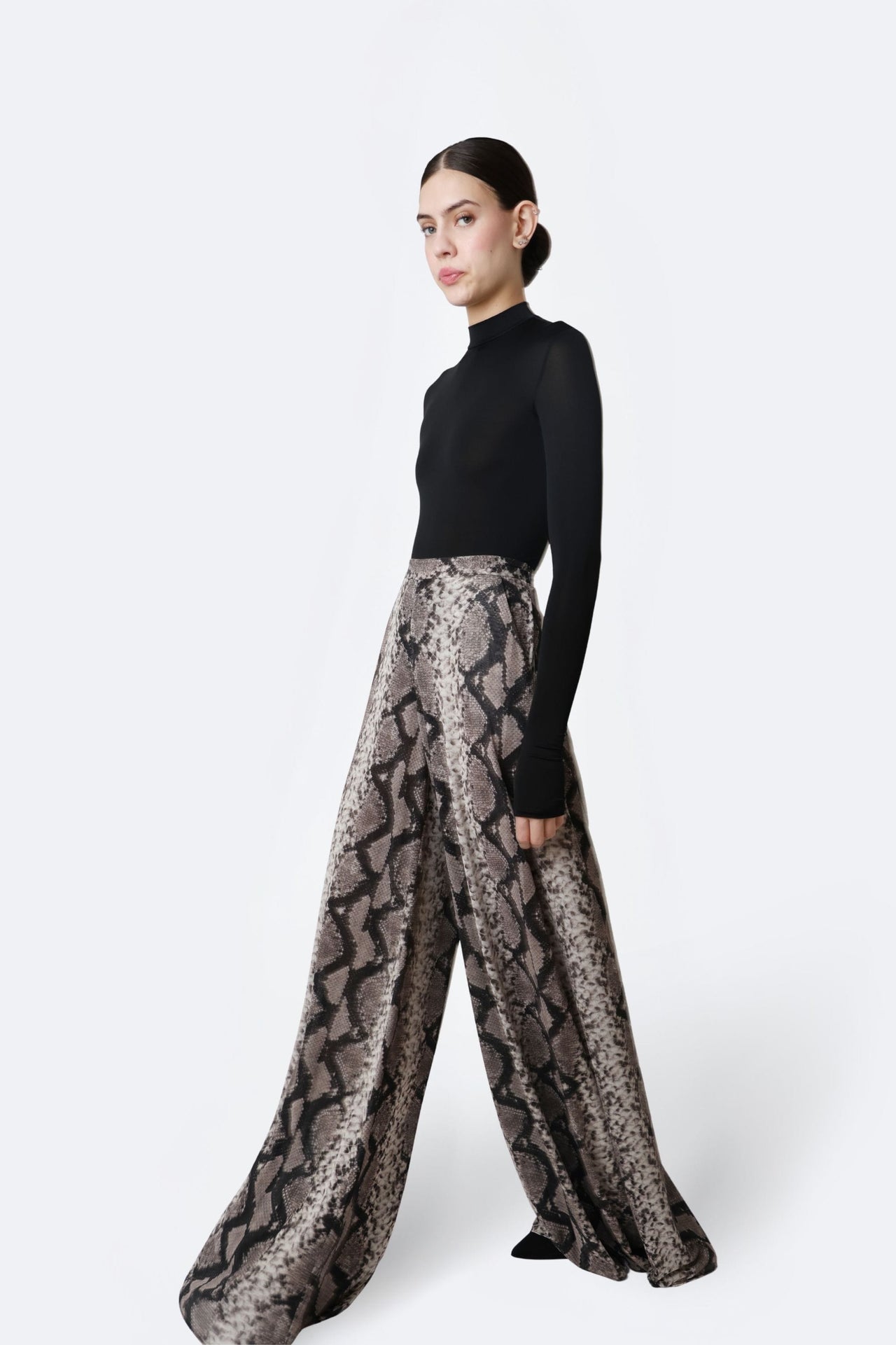 Printed Mesh Wide Leg Pant
