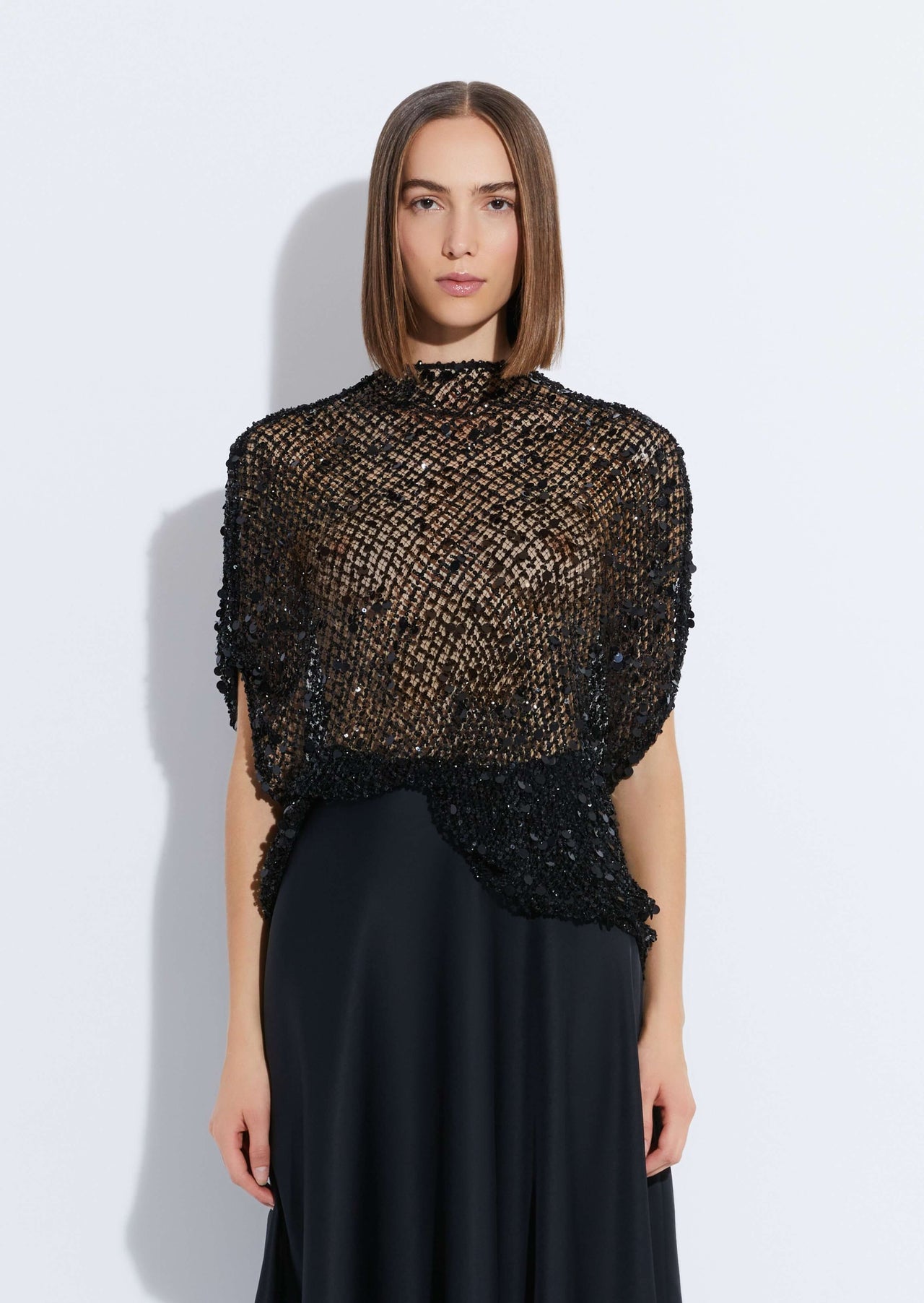 Mesh Sequin Cape Tee