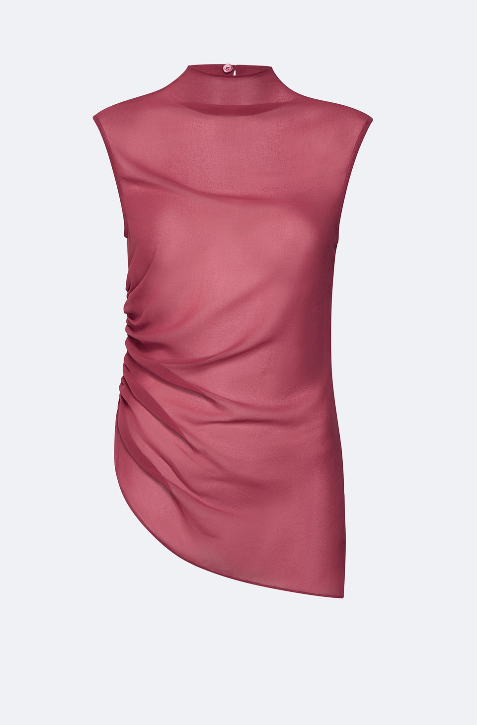 Lightweight Georgette Mock Neck Ruched Top - LAPOINTE