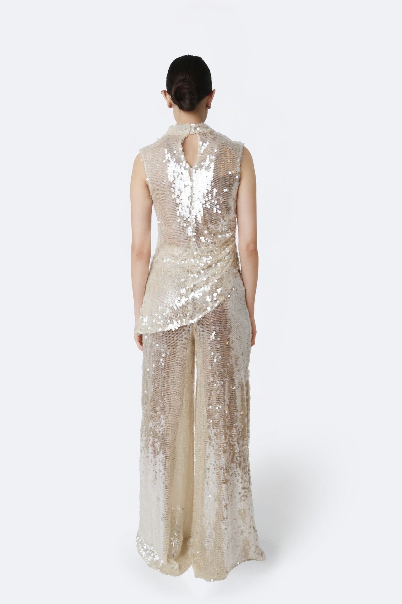 Mesh Sequin Wide Leg Pant