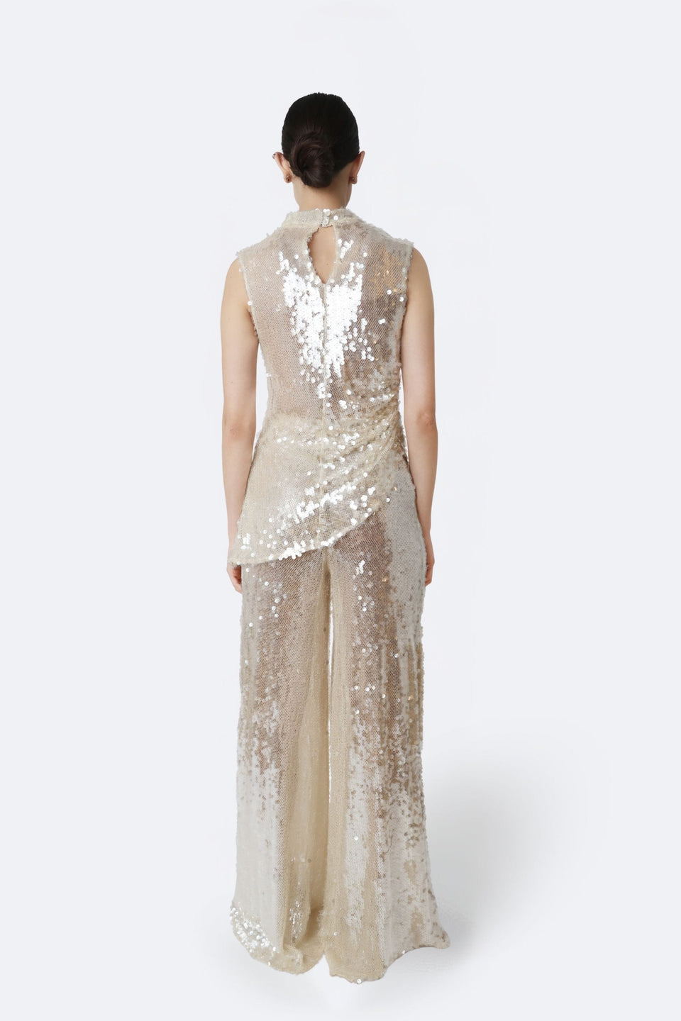Mesh Sequin Wide Leg Pant