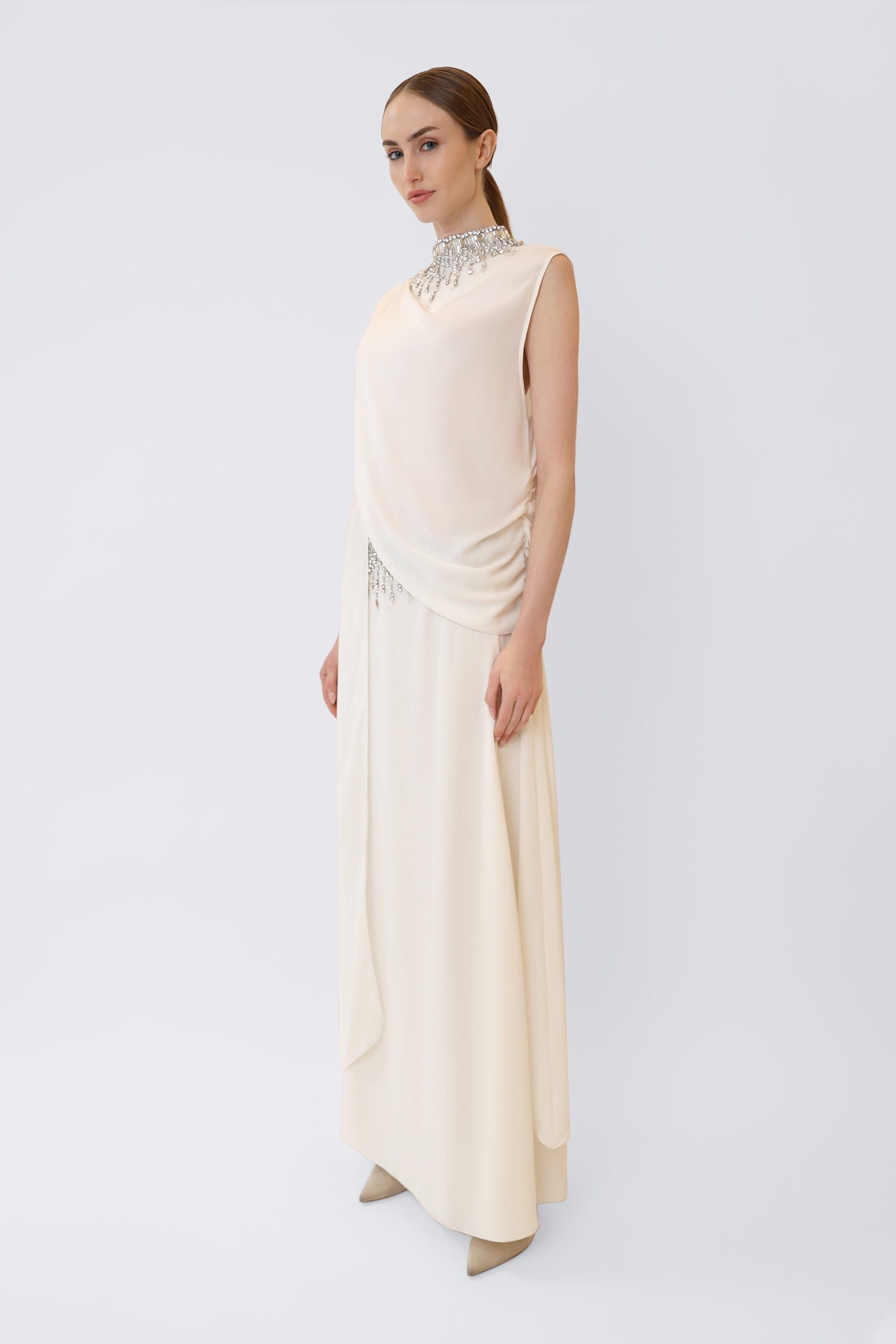 Georgette Maxi Skirt With Embroidery - LAPOINTE