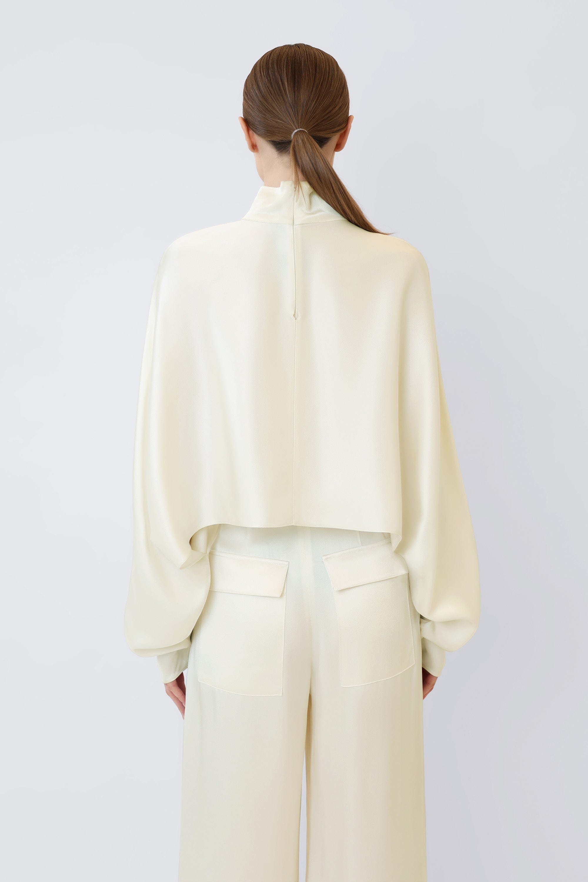 Satin Caftan Top in Cream Cream | LAPOINTE