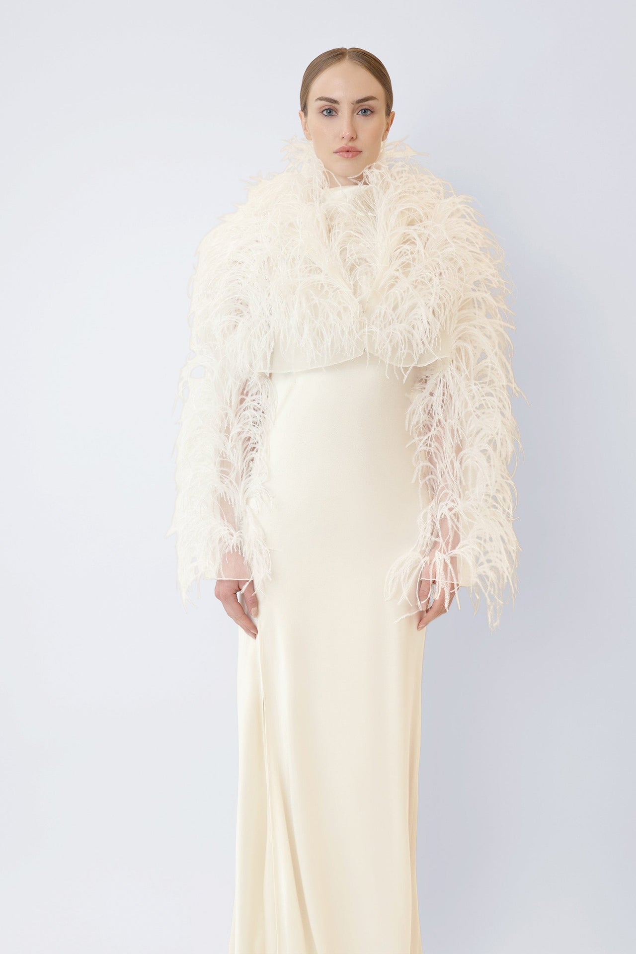 Marbled Feathers Cropped Jacket - LAPOINTE