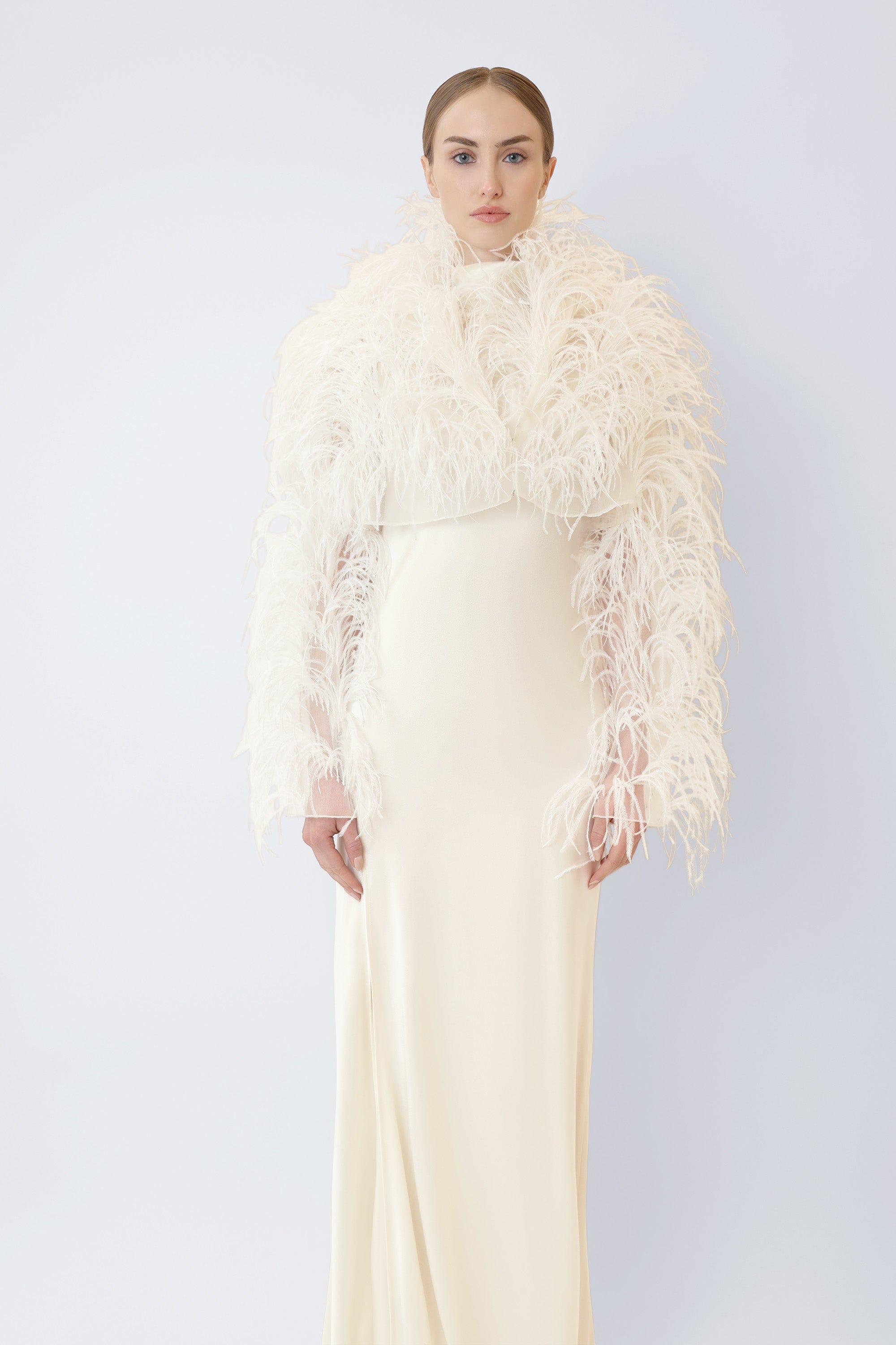 Marbled Feathers Cropped Jacket - LAPOINTE