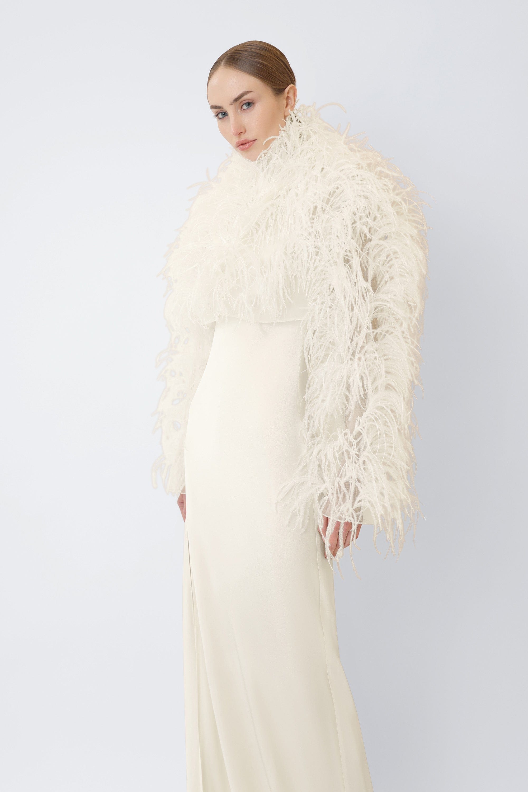 Marbled Feathers Cropped Jacket - LAPOINTE