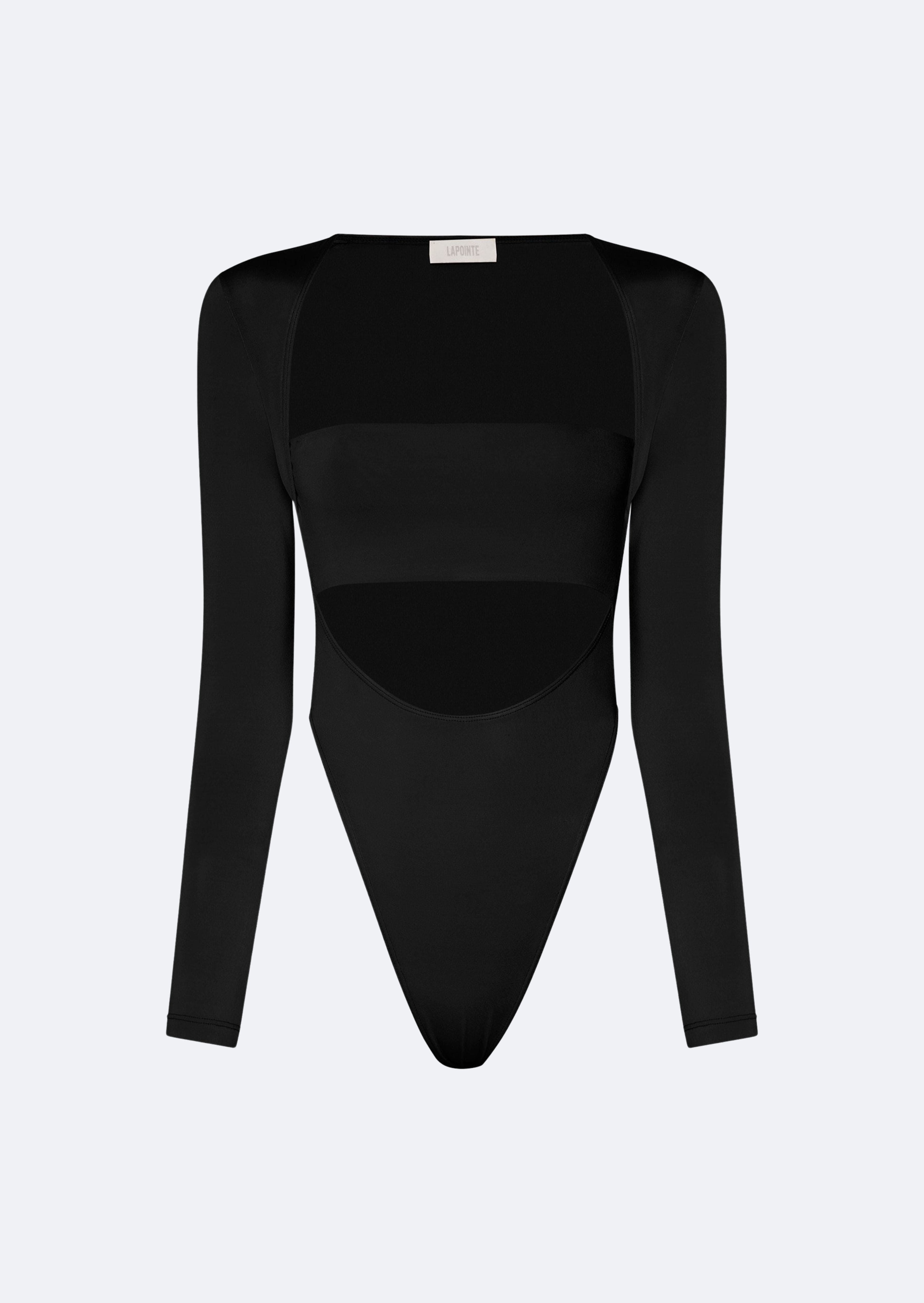 Jersey Long Sleeve Bodysuit in Black Black | LAPOINTE