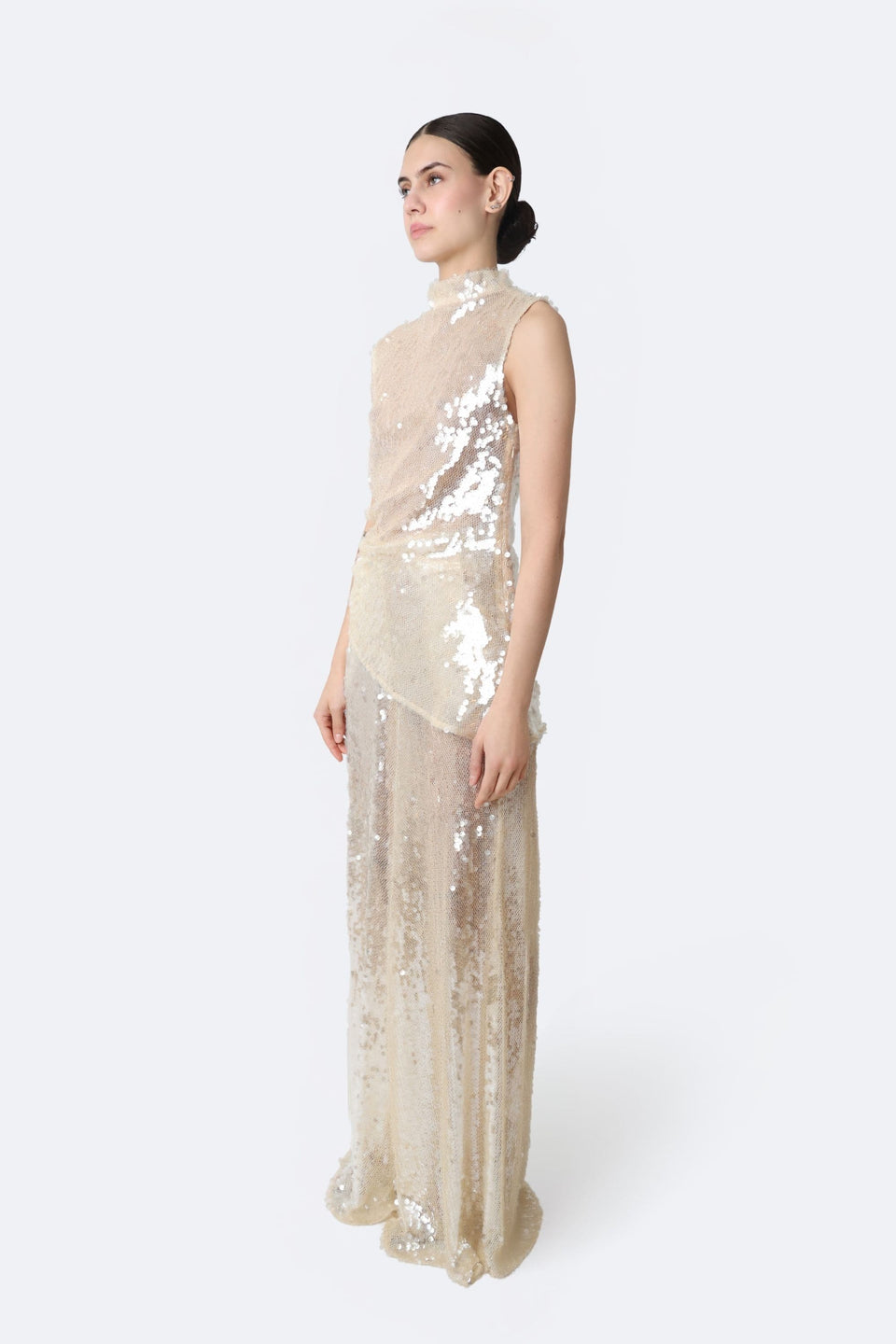Mesh Sequin Wide Leg Pant